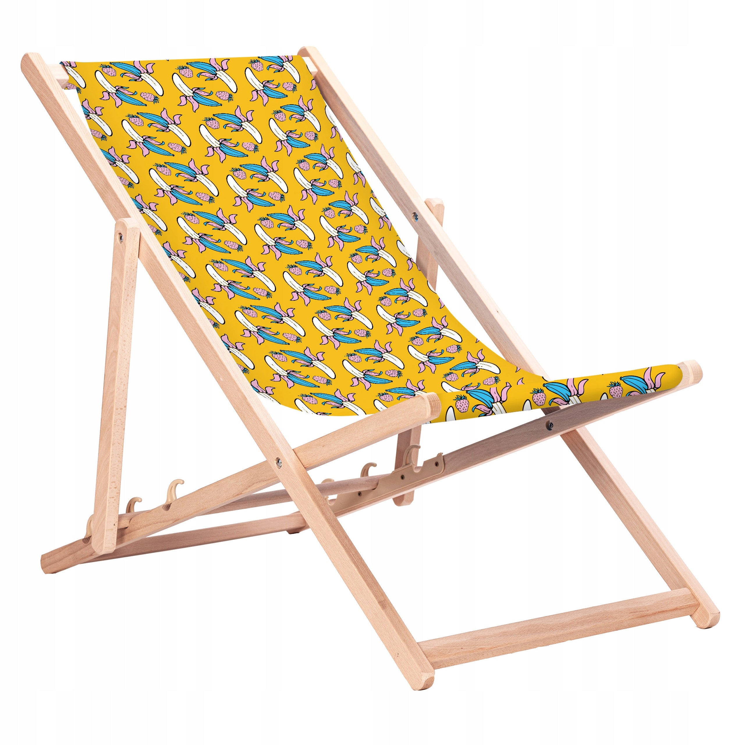 Wooden multicolor sun lounger with print Bananas San-Drew KN30