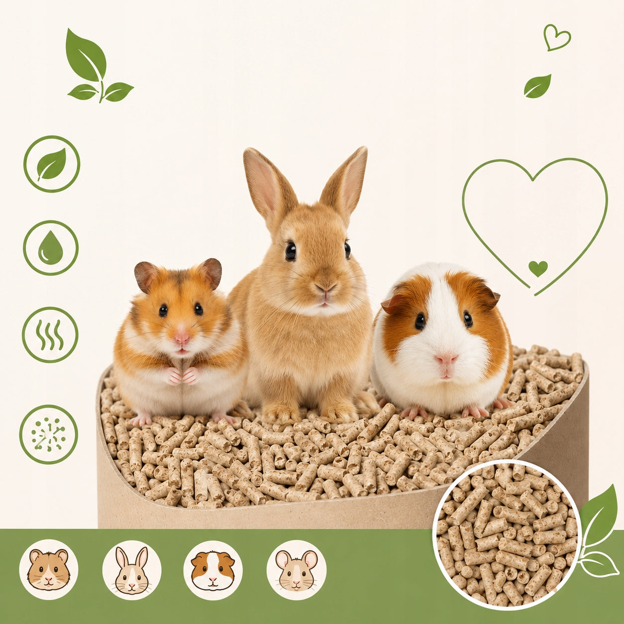 Wooden pellet 15kg for cat rabbit rodent hamster pig Volume 40 l