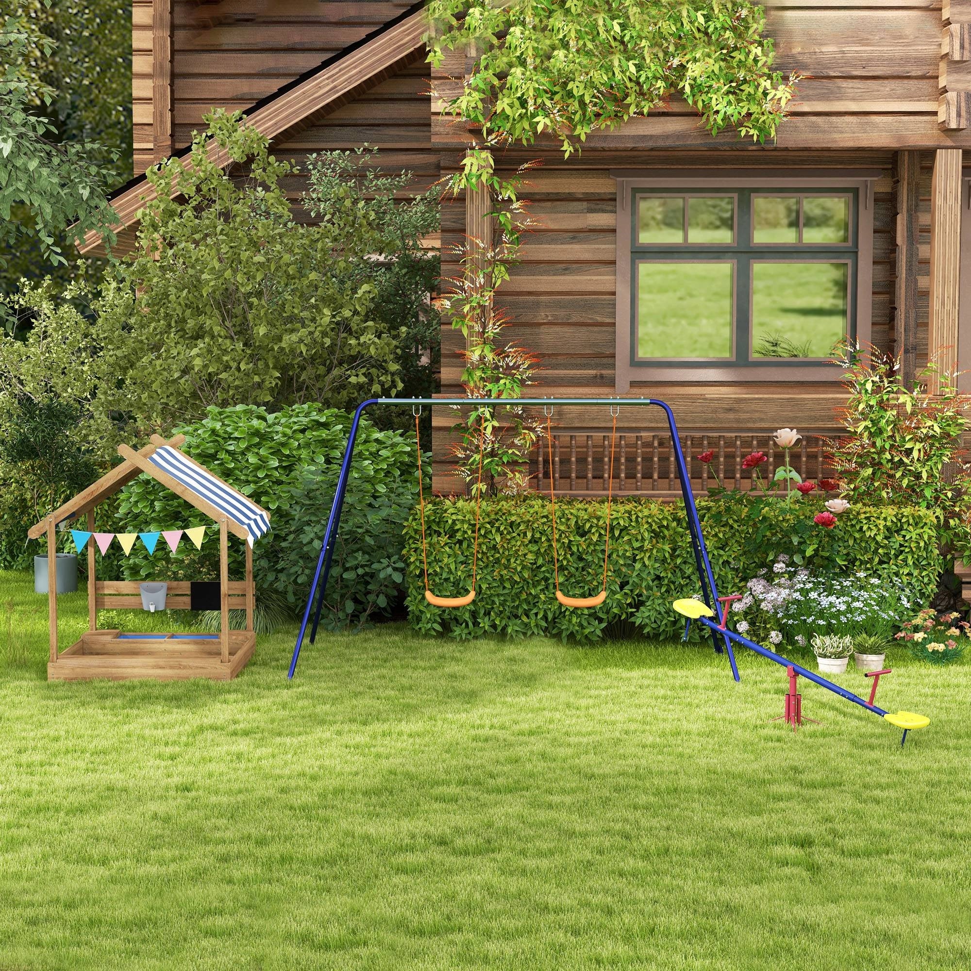 Wooden sandbox 113 kg Outsunny Color brown