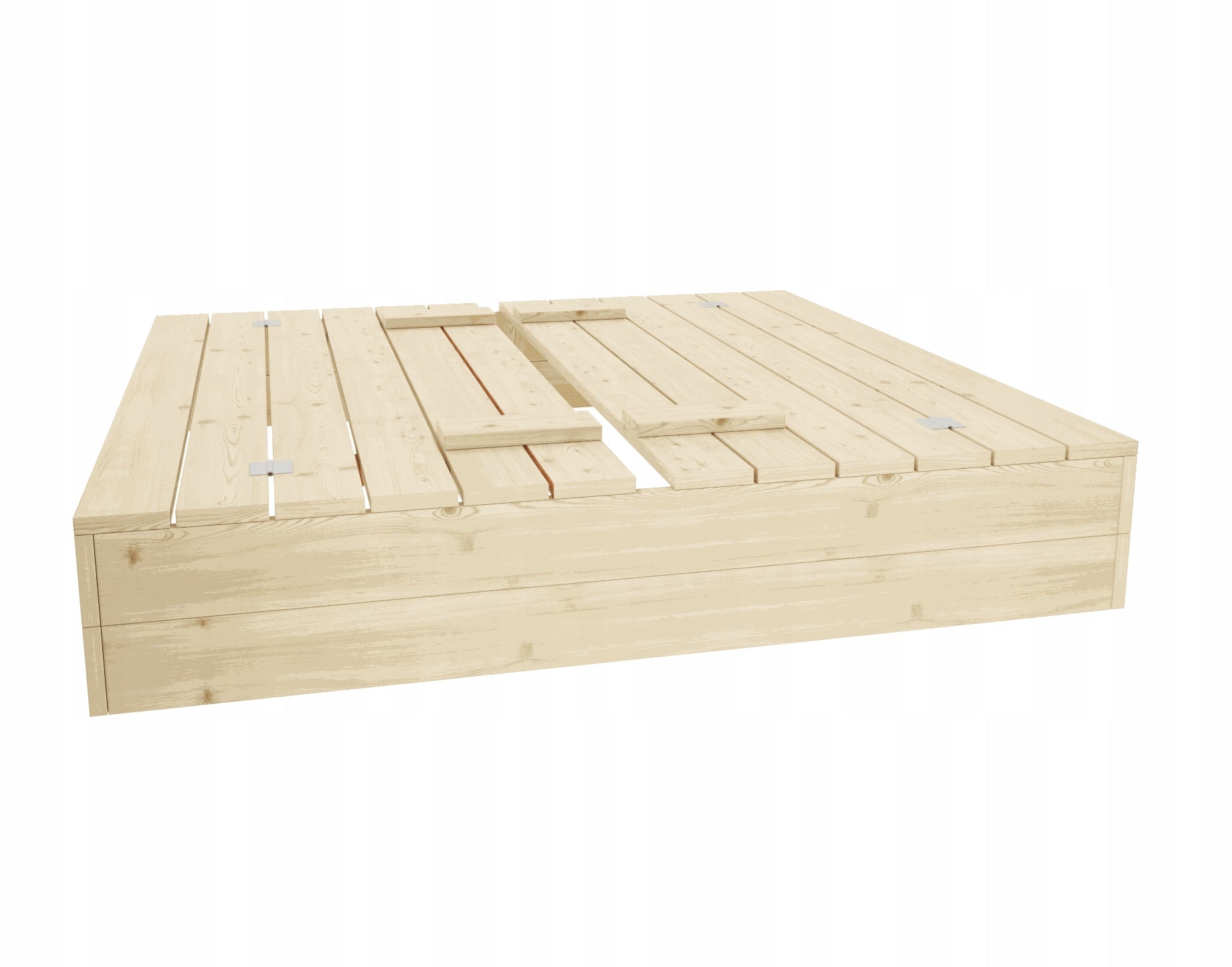 Wooden sandbox 120x120 with folding benches Brand Maruś