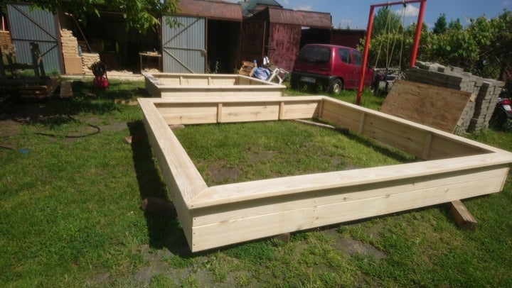 Wooden sandbox 150 x 150cm 1,5m thick board 3 cm manufacturer to size Brand skład drewna K&L