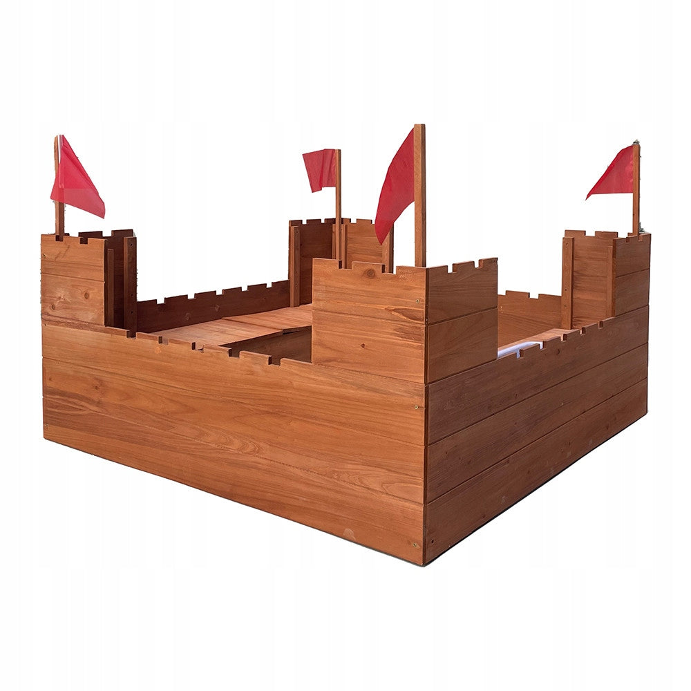 Wooden sandbox for children garden castle with benches containers XXL