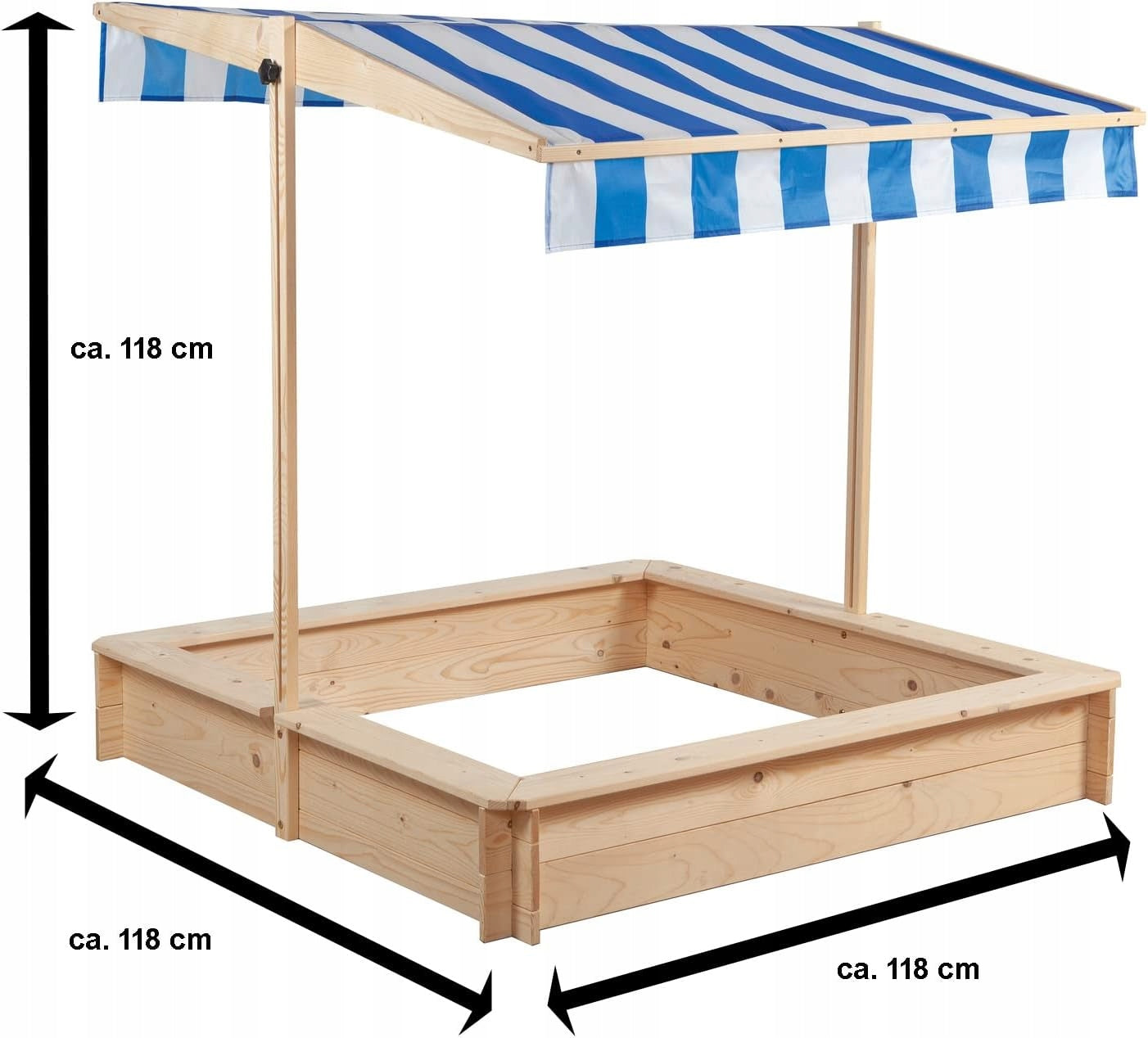 Wooden sandbox with adjustable visor 118 cm x 118 cm Manufacturer code 4006149411048