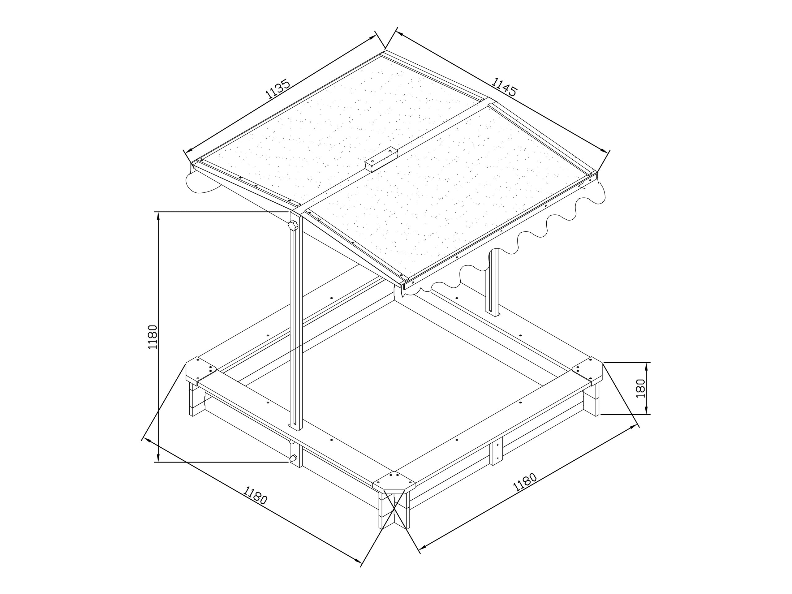 Wooden sandbox with adjustable visor Lily Sandpit AXI Additional information sun canopy bench
