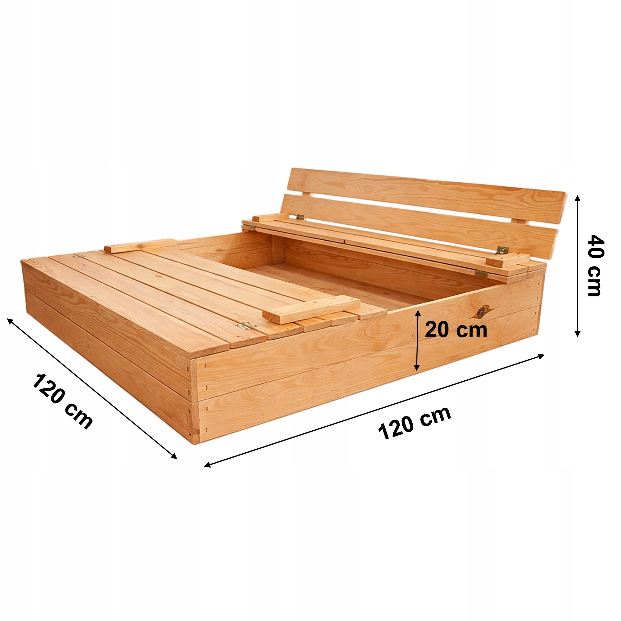 Wooden sandbox with benches large lockable for children 120cm Packaging status original