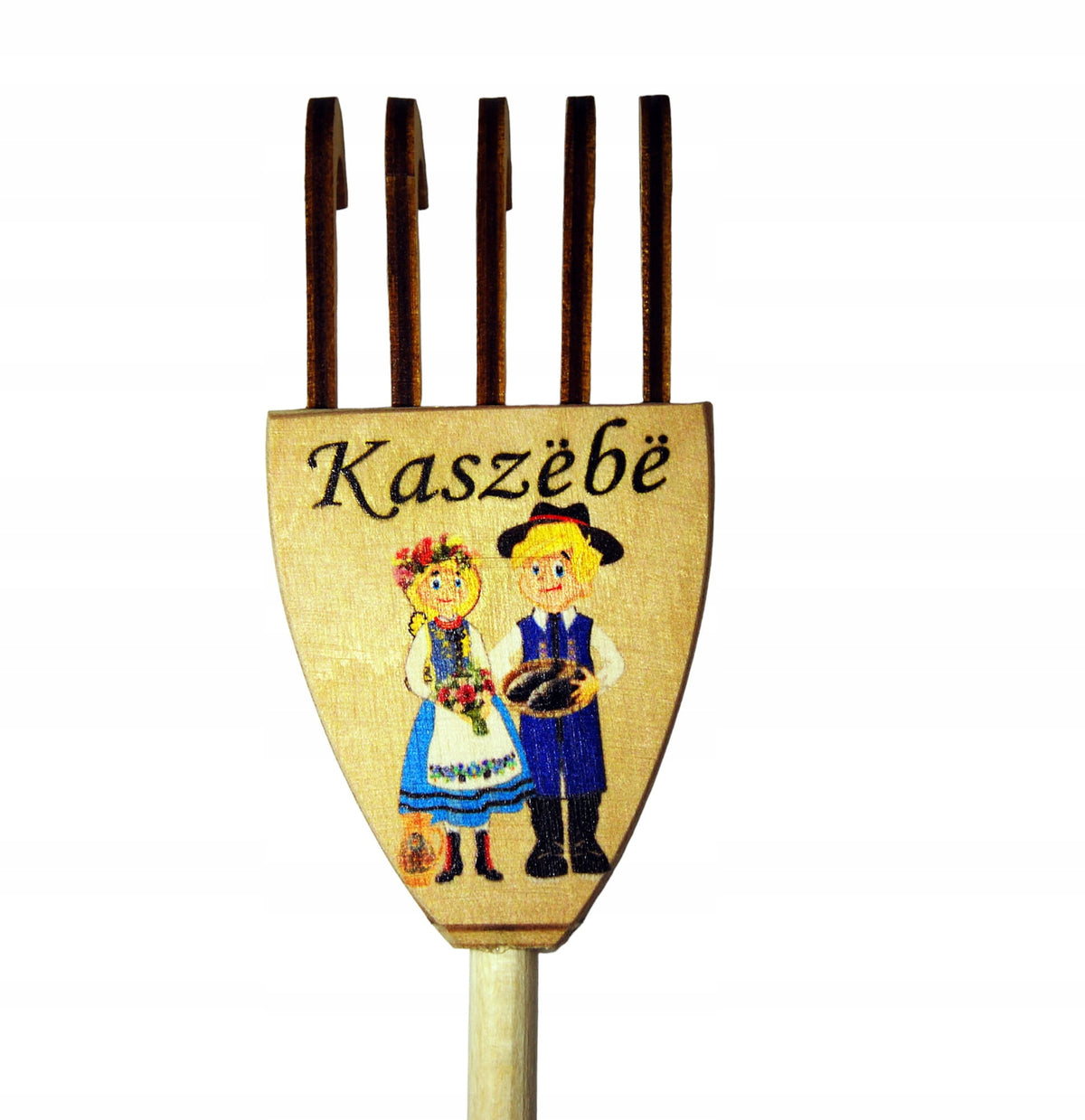 Wooden scratcher with Kashubian couple