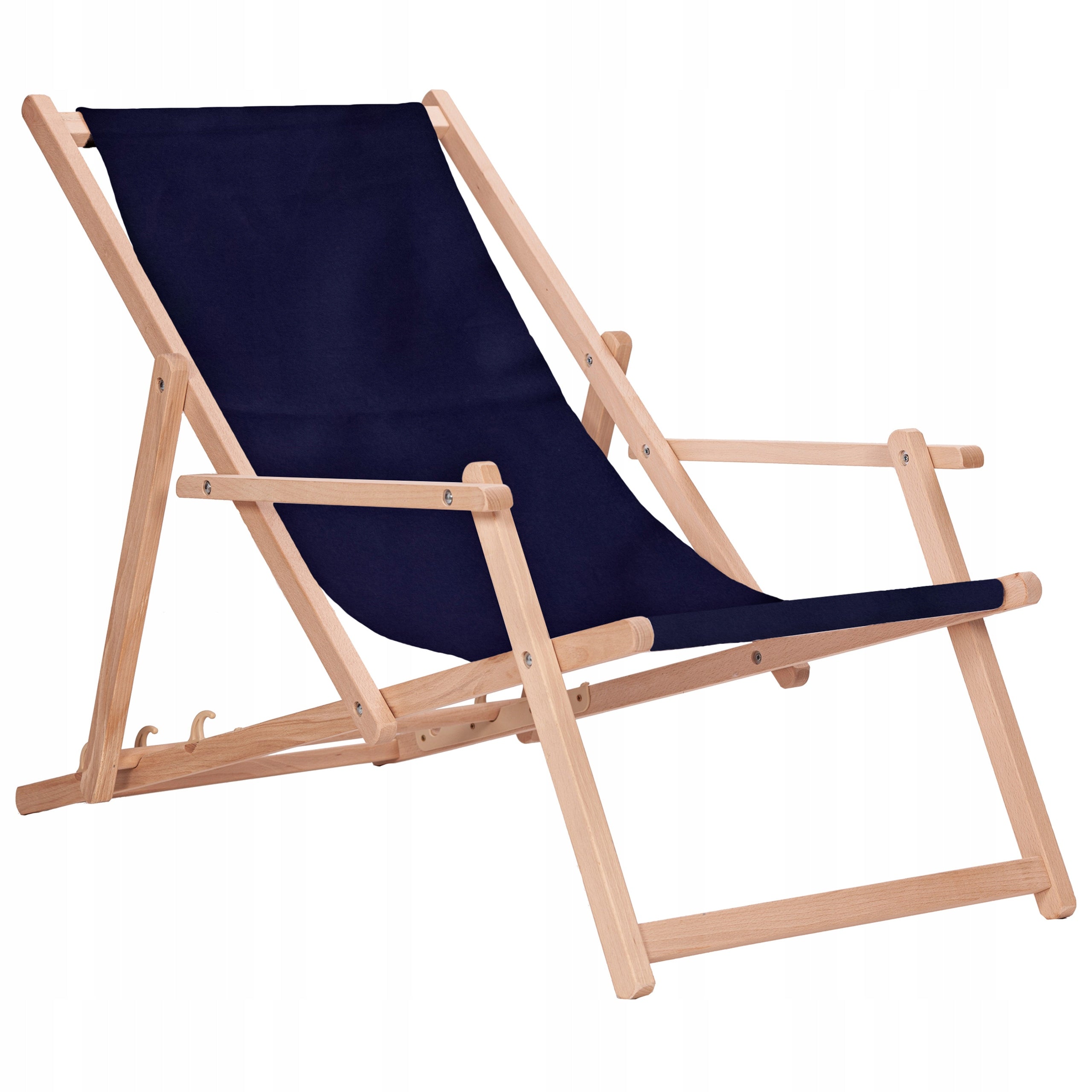 Wooden sun lounger with garden armrests San-Drew Navy blue TP04