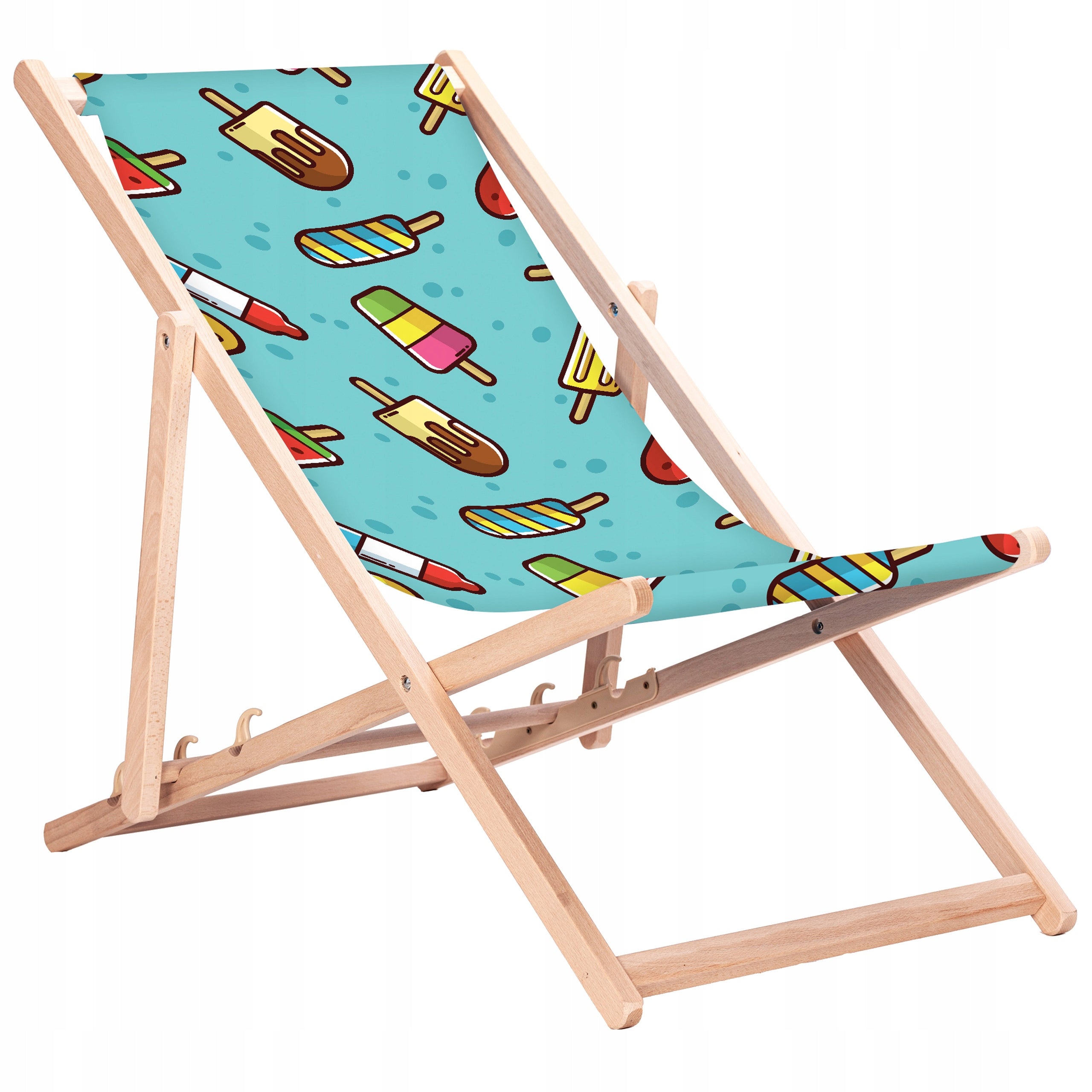 Wooden sun lounger with print Mix of designs KN18