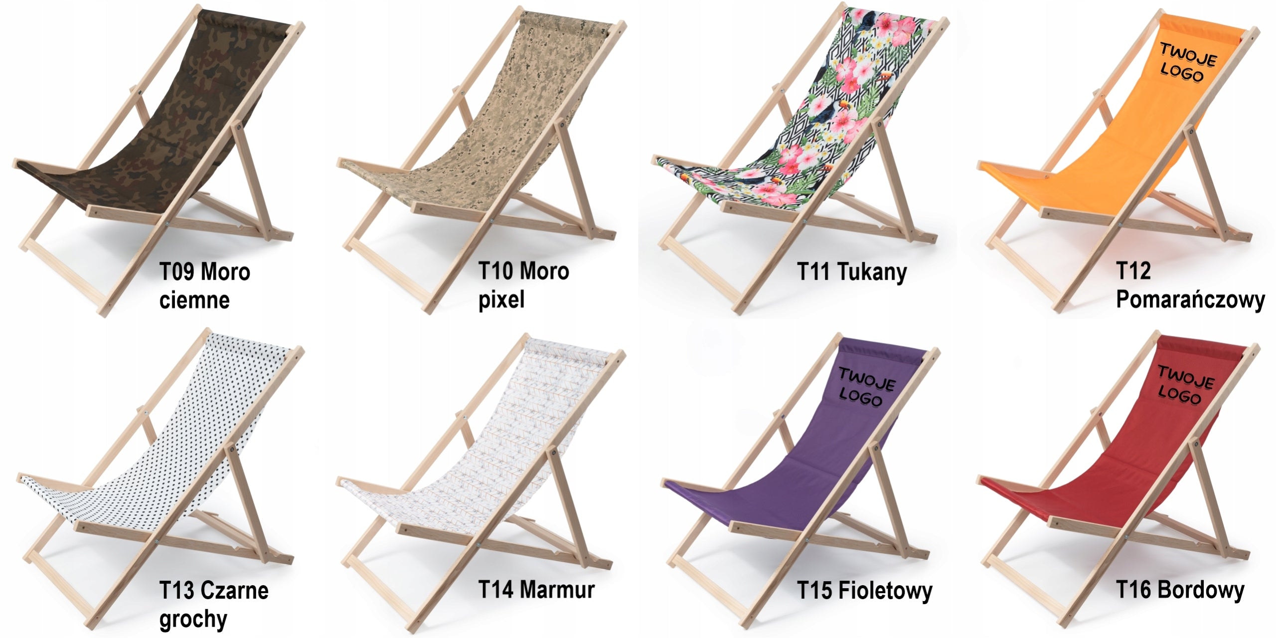 Wooden sunbed with its own print/logotype Manufacturer code TLogotyp