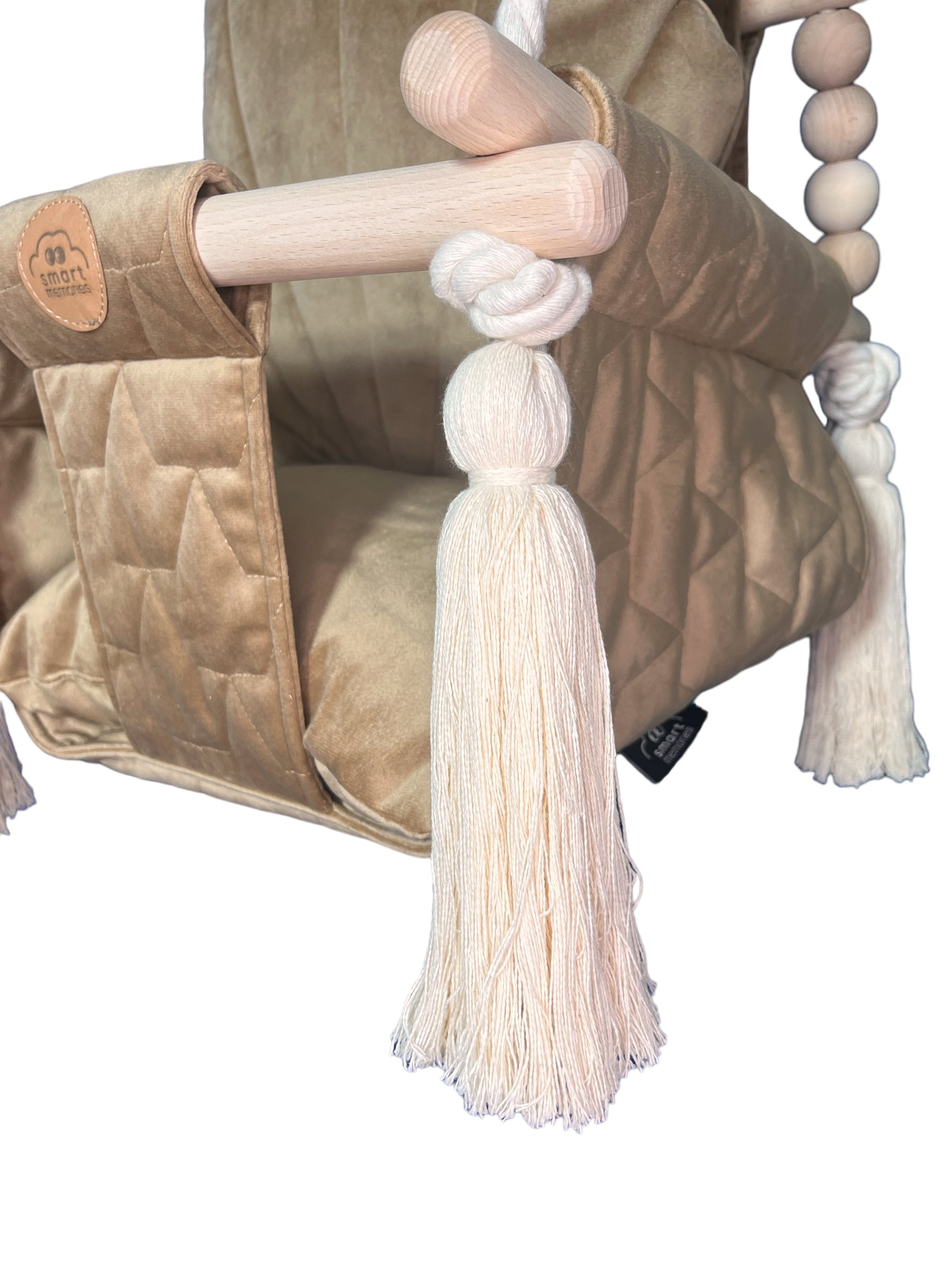 Wooden swing for children velvet beige brown Manufacturer code 27