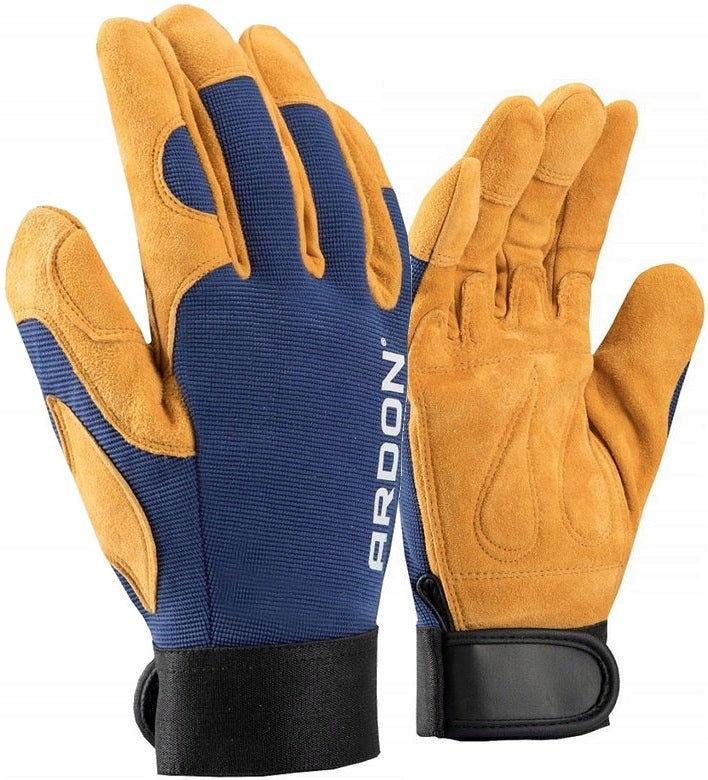 Work Gloves Protective Gloves Leather Reinforced Elastic ARDON