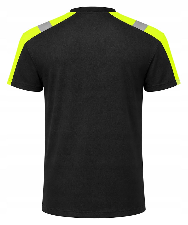 Work T-shirt warning T-SHIRT REFLECTIVE Hi-VIS REFLECTIVE COTTON mix Manufacturer code KING BHP T-SHIRT BLACK YELLOW