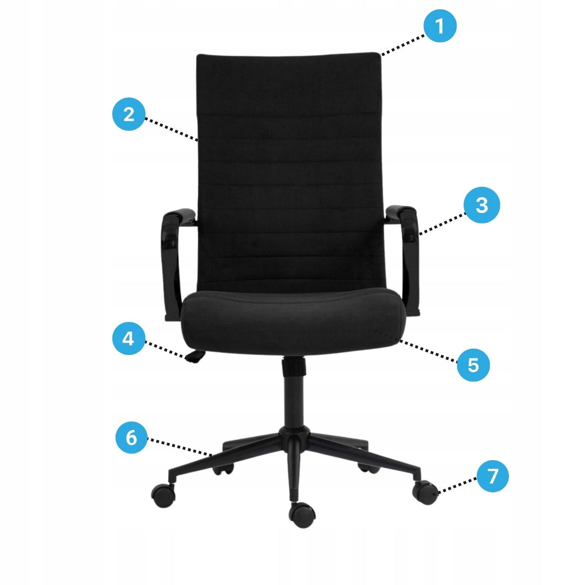 Work Upholstered Swivel Chair for Computer Velour Black NEVA Furniture depth 61 cm