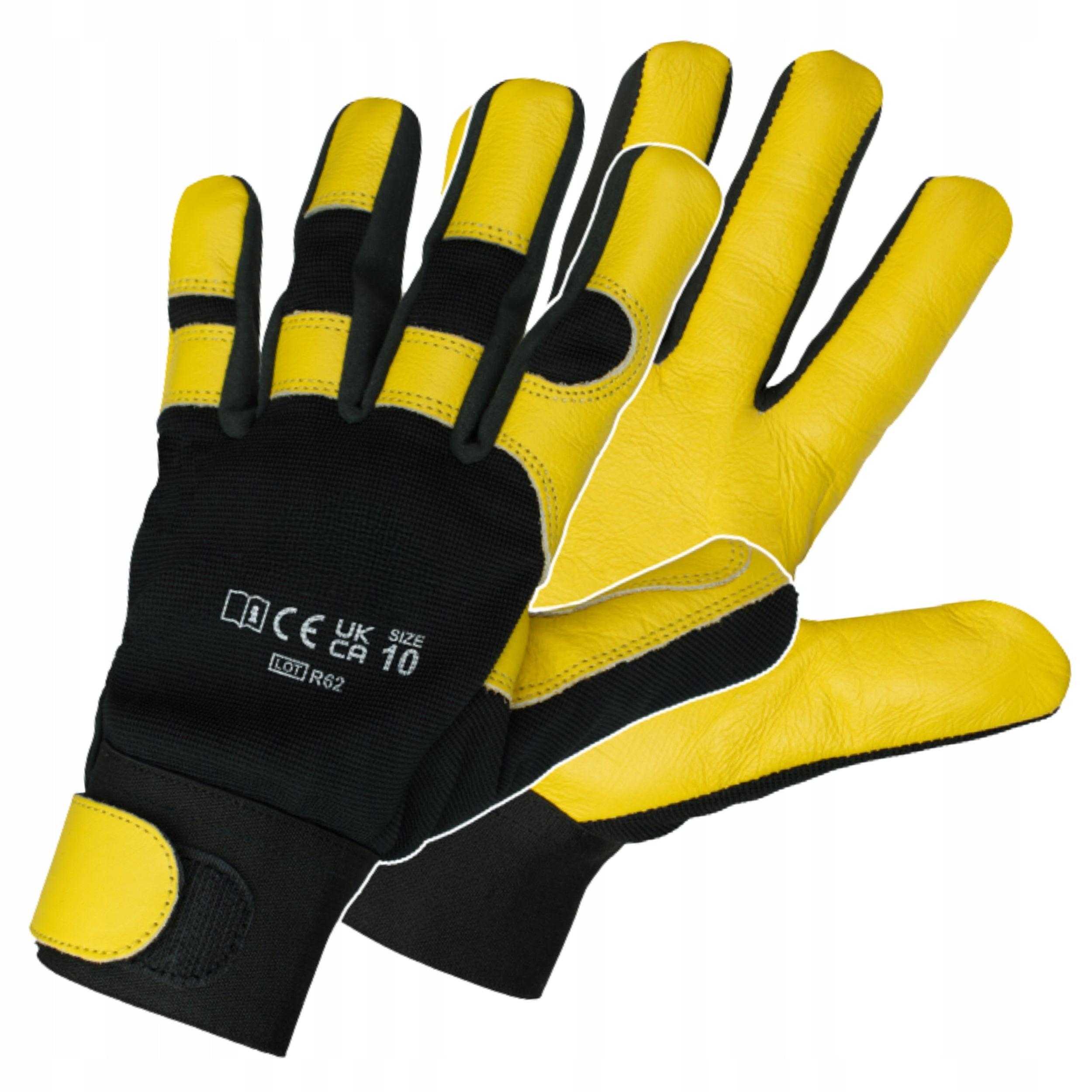 Work gloves Leather mechanic with Velcro Strong Elastic