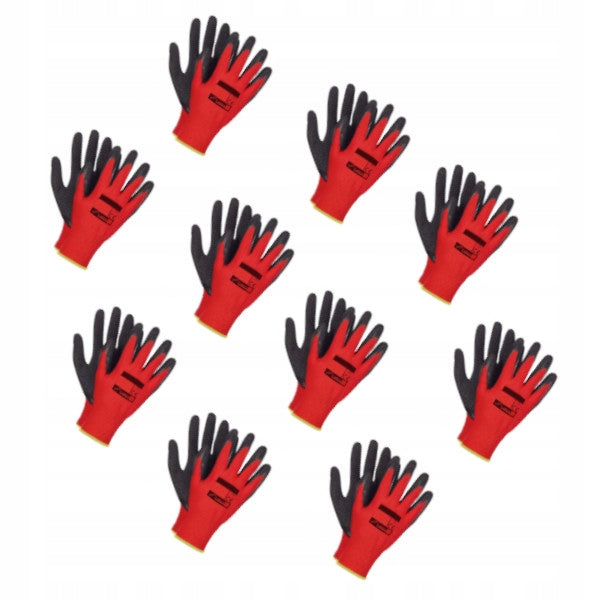 Work glovesr.9 latex coated Glove set 10 pairs