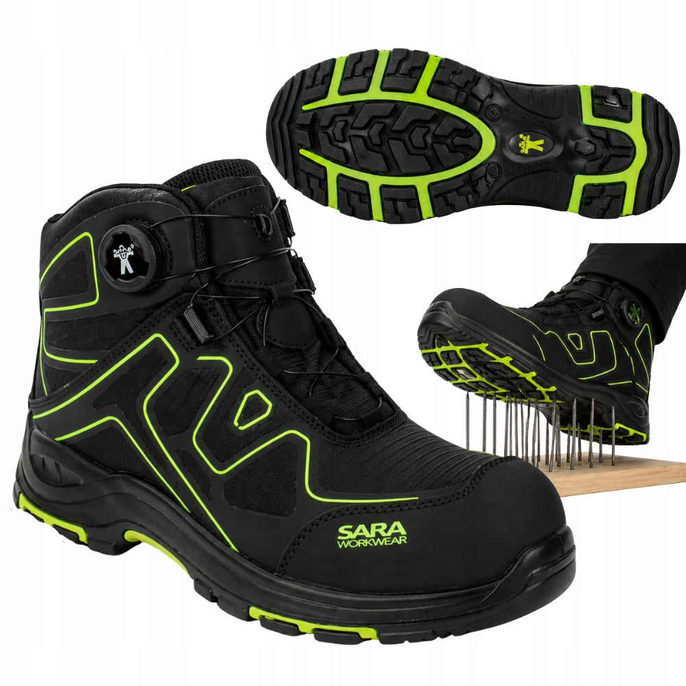 Work shoes PROTECTIVE high boots with toe cap LIGHTWEIGHT comfortable BOA S1P