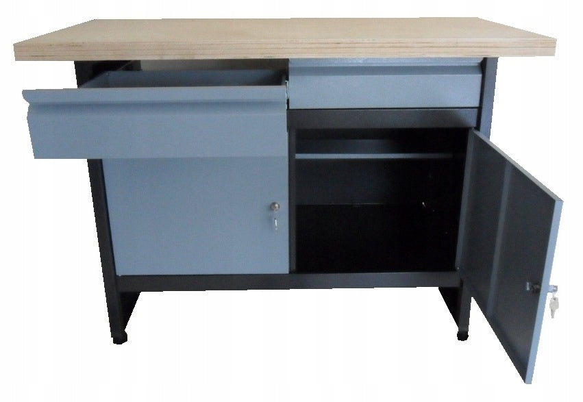 Workbench, 120 cm, tool cabinet, solid work table, Polish Manufacturer code OLS 02/30 szary