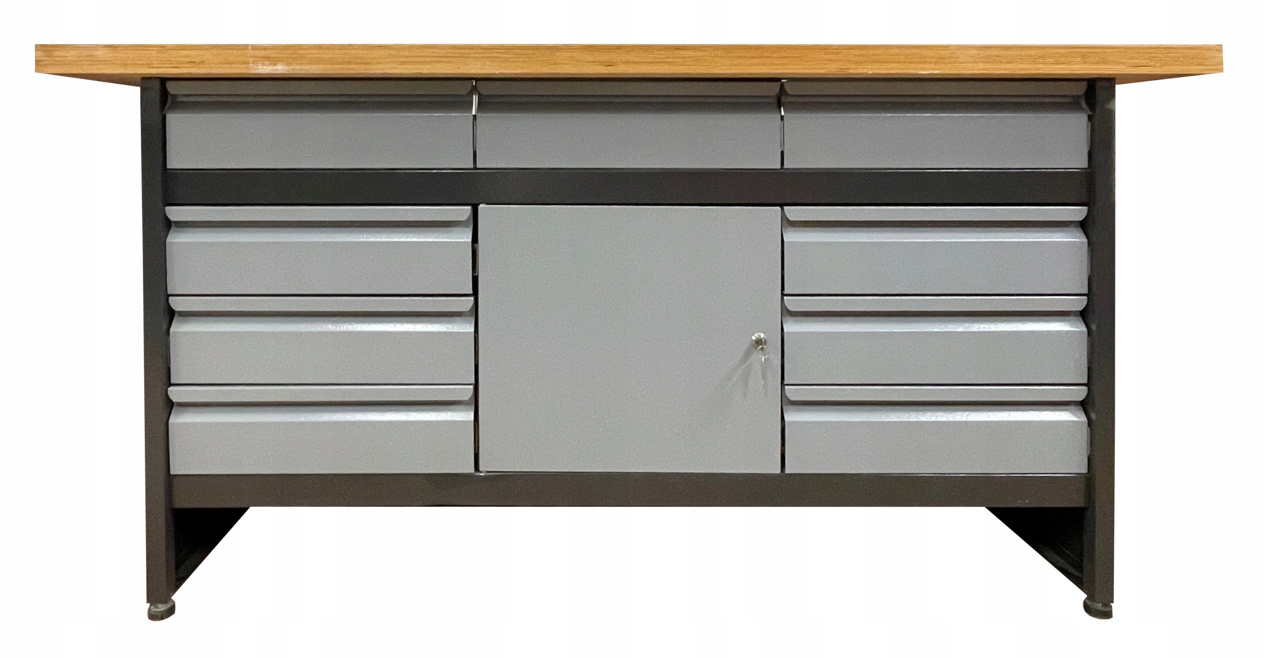 Workbench, large 170 cm, 9 sulfads, solid metal, Polish PRODUCT Manufacturer code OLS 09/30 szary