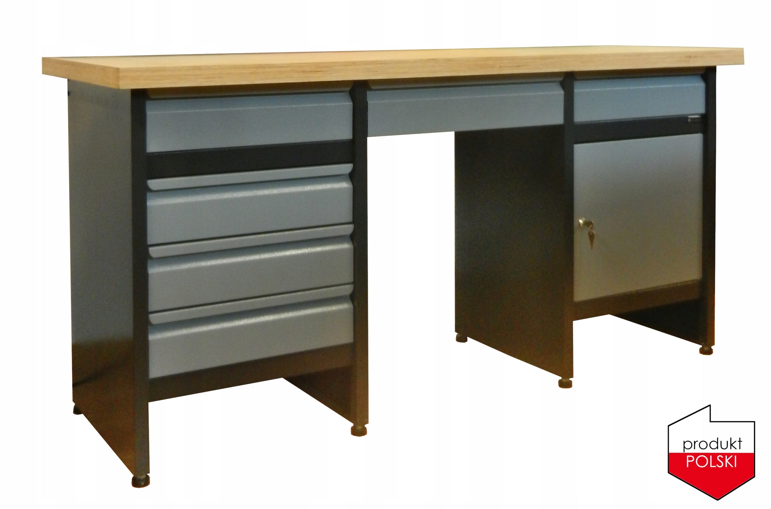 Workbench, large work desk 170 cm, grey, Polish PRODUCT.