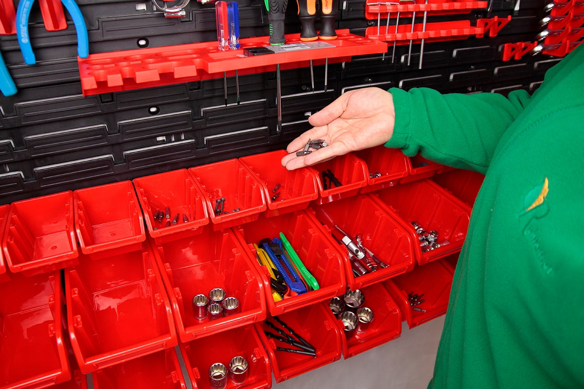 Workshop Tool Board + 70x Workshop Cuvette Garage Wall Additional features hangable fastening holes for elements