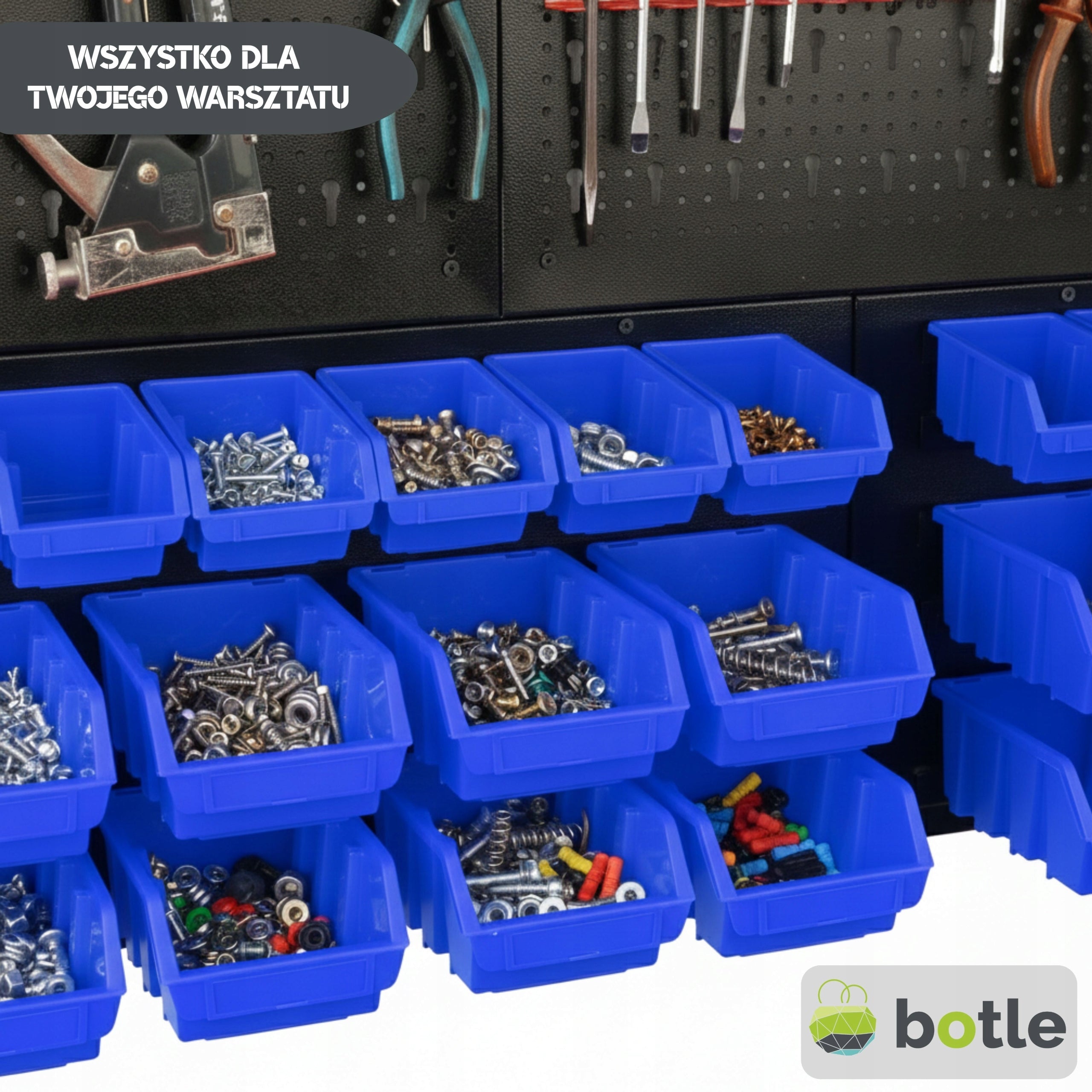 Workshop board botle 120x90cm metal 28 containers blue hooks Manufacturer code 5904865743339
