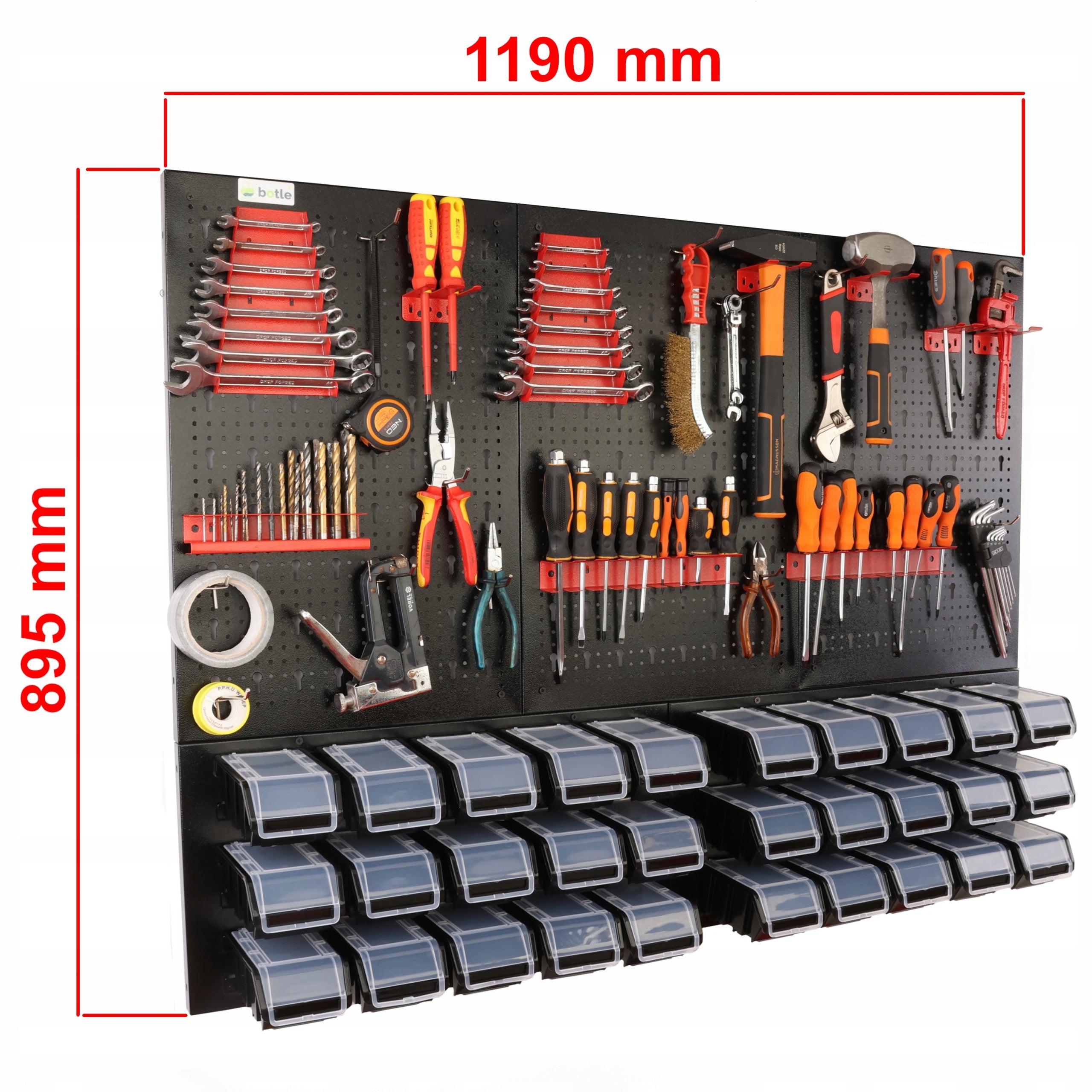 Workshop board botle 120x90cm metal 30x container BLACK handles EAN (GTIN) 5904865743407