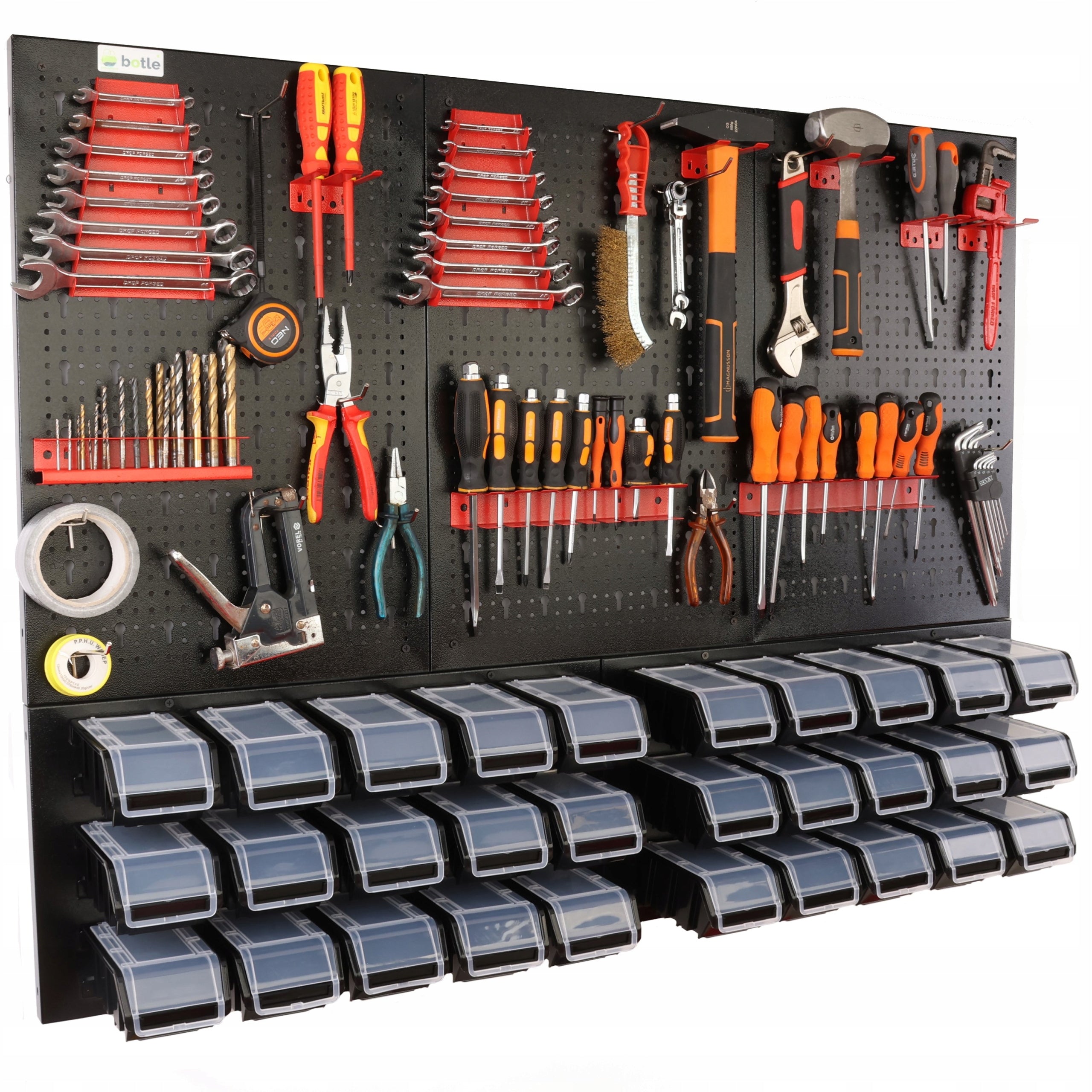 Workshop board botle 120x90cm metal 30x container BLACK handles