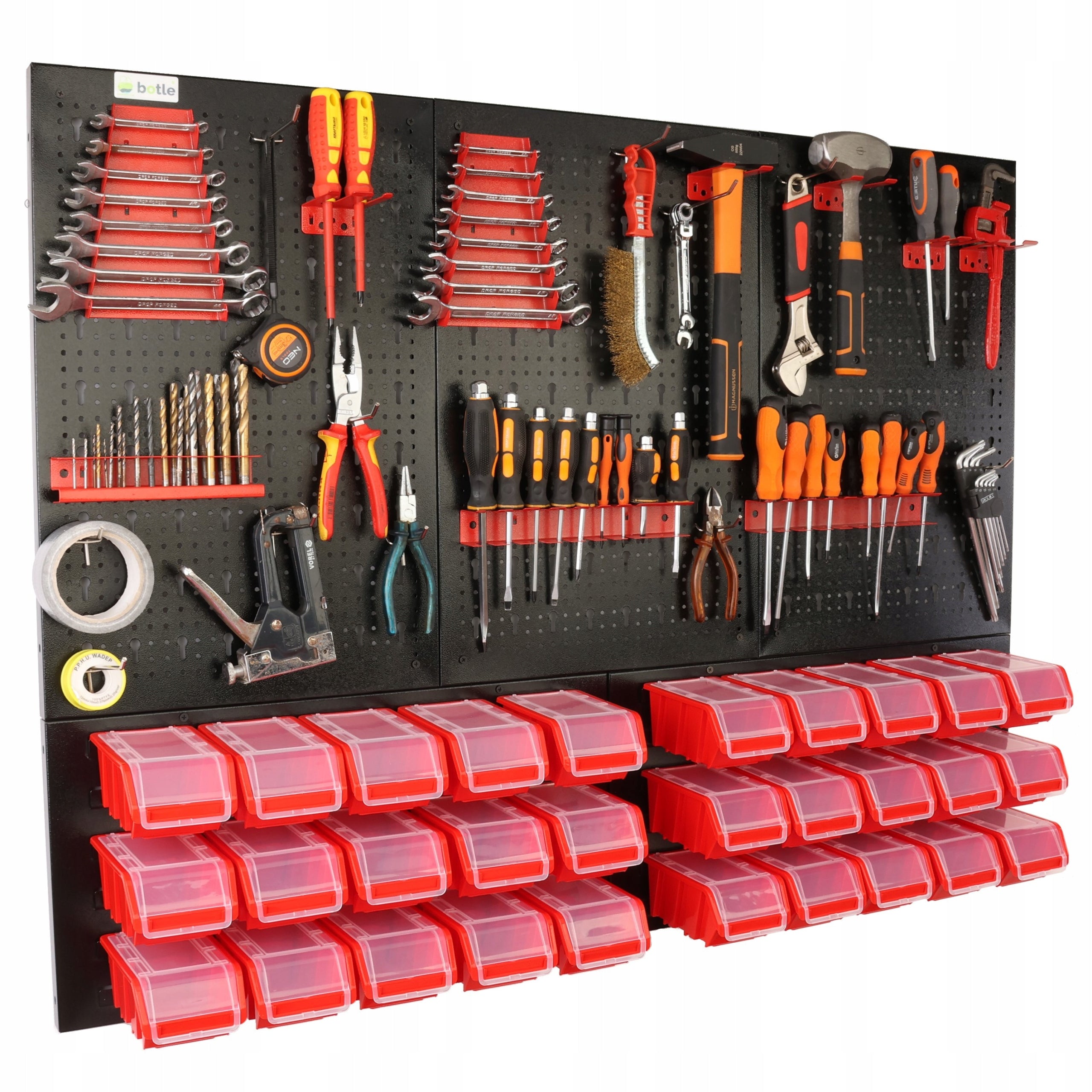 Workshop board botle 120x90cm metal 30x container RED