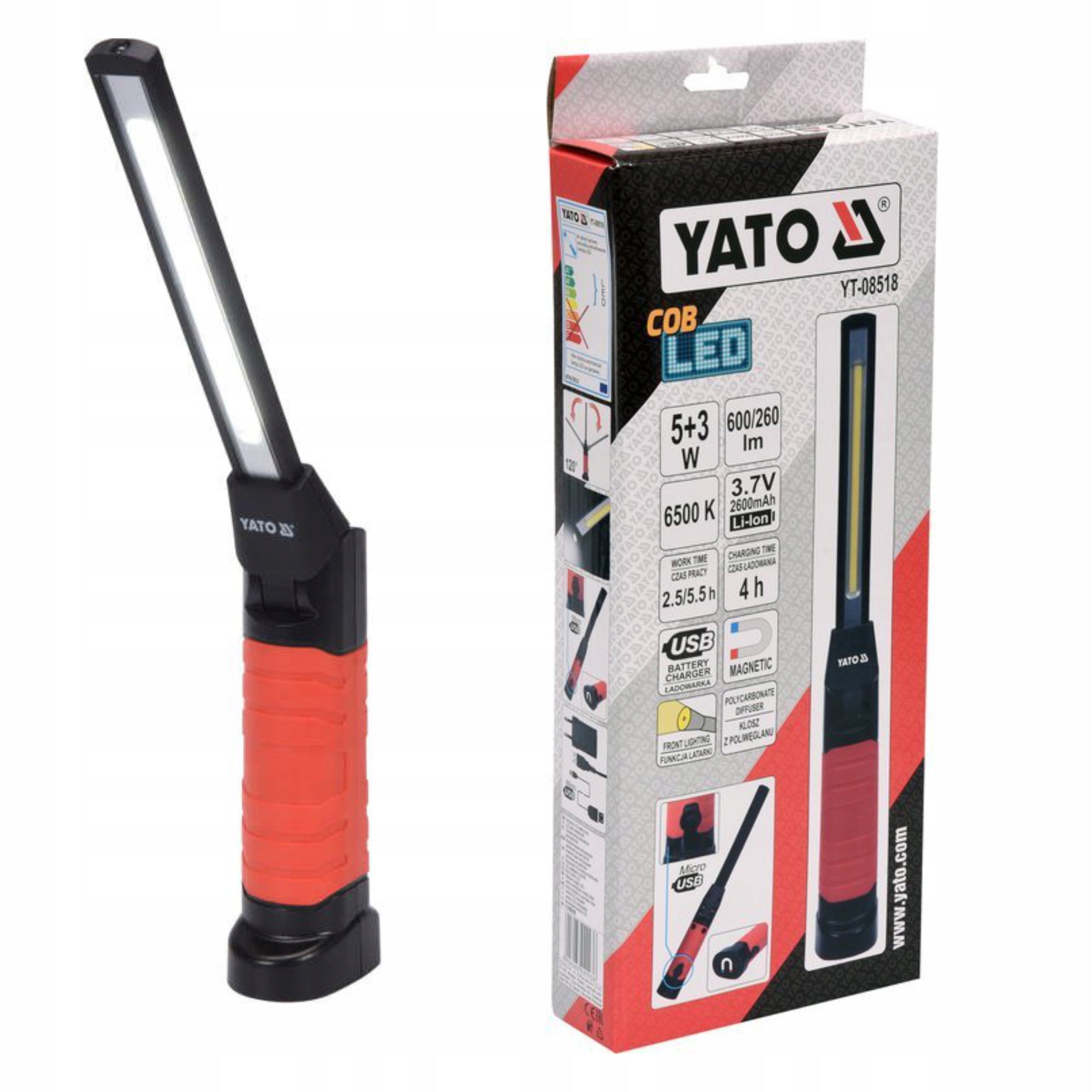 Workshop lamp COB LED 5W + 3W Yato YT-08518 Manufacturer code YT-08518