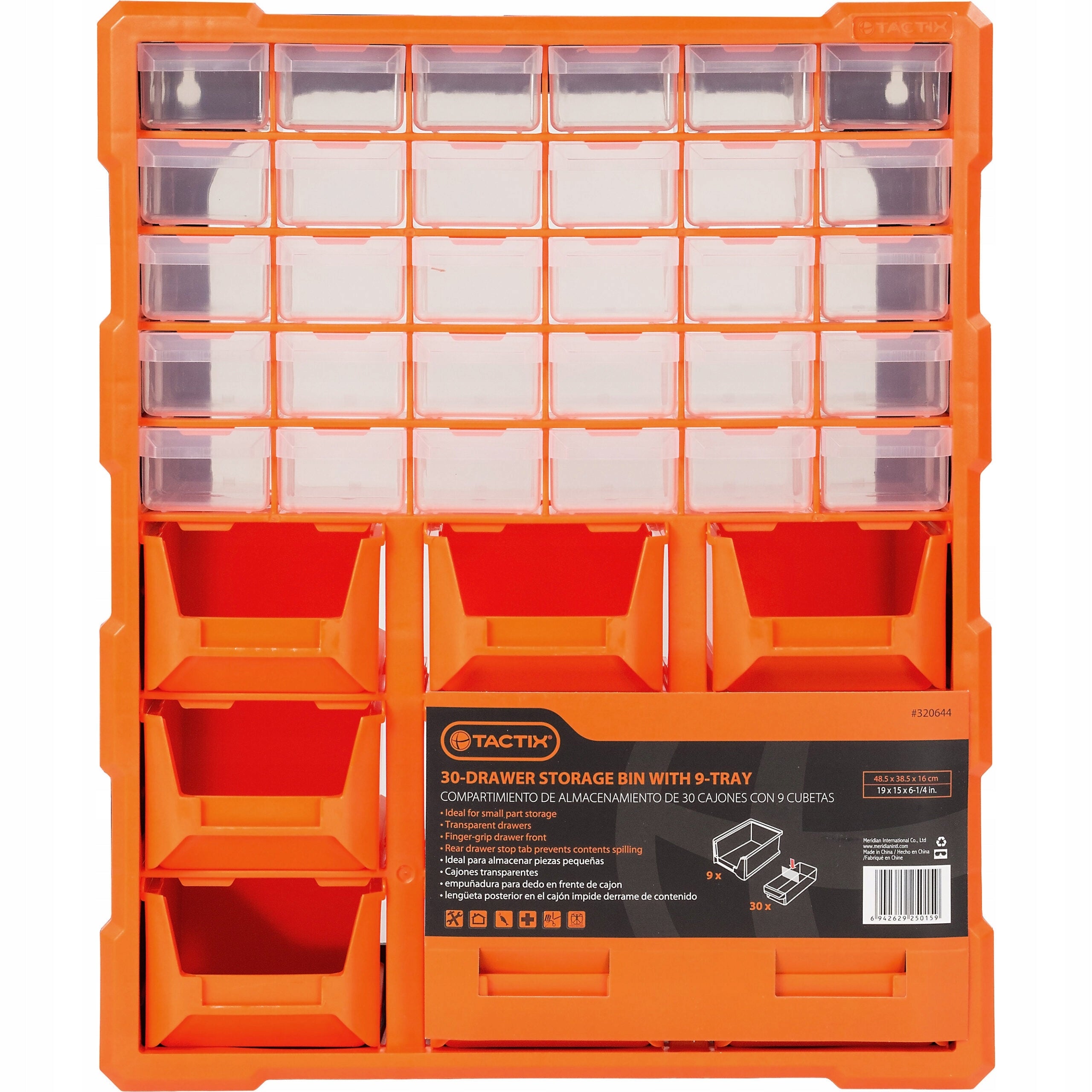 Workshop organizer 30 drawers 9 cuvettes - TACTIX Brand Tactix