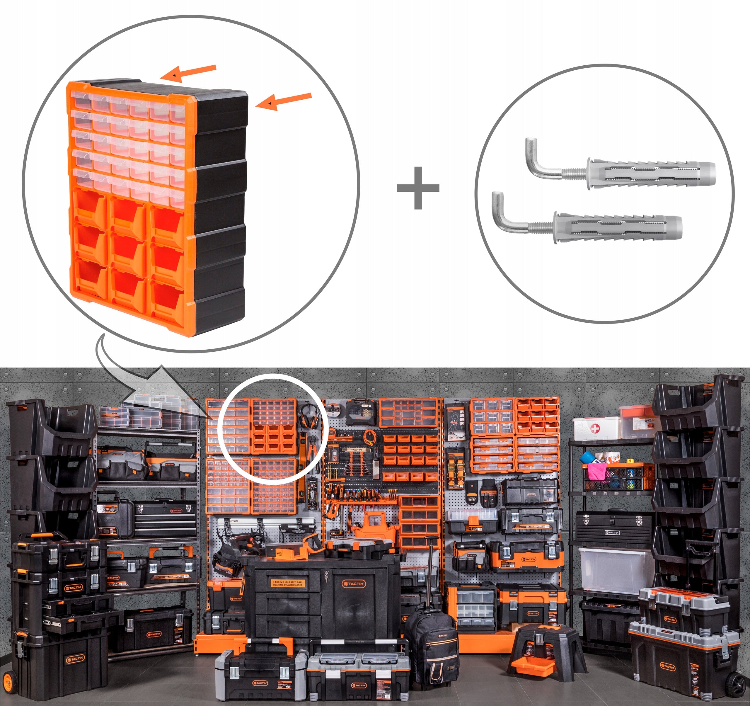 Workshop organizer 30 drawers 9 cuvettes - TACTIX Manufacturer code 320644