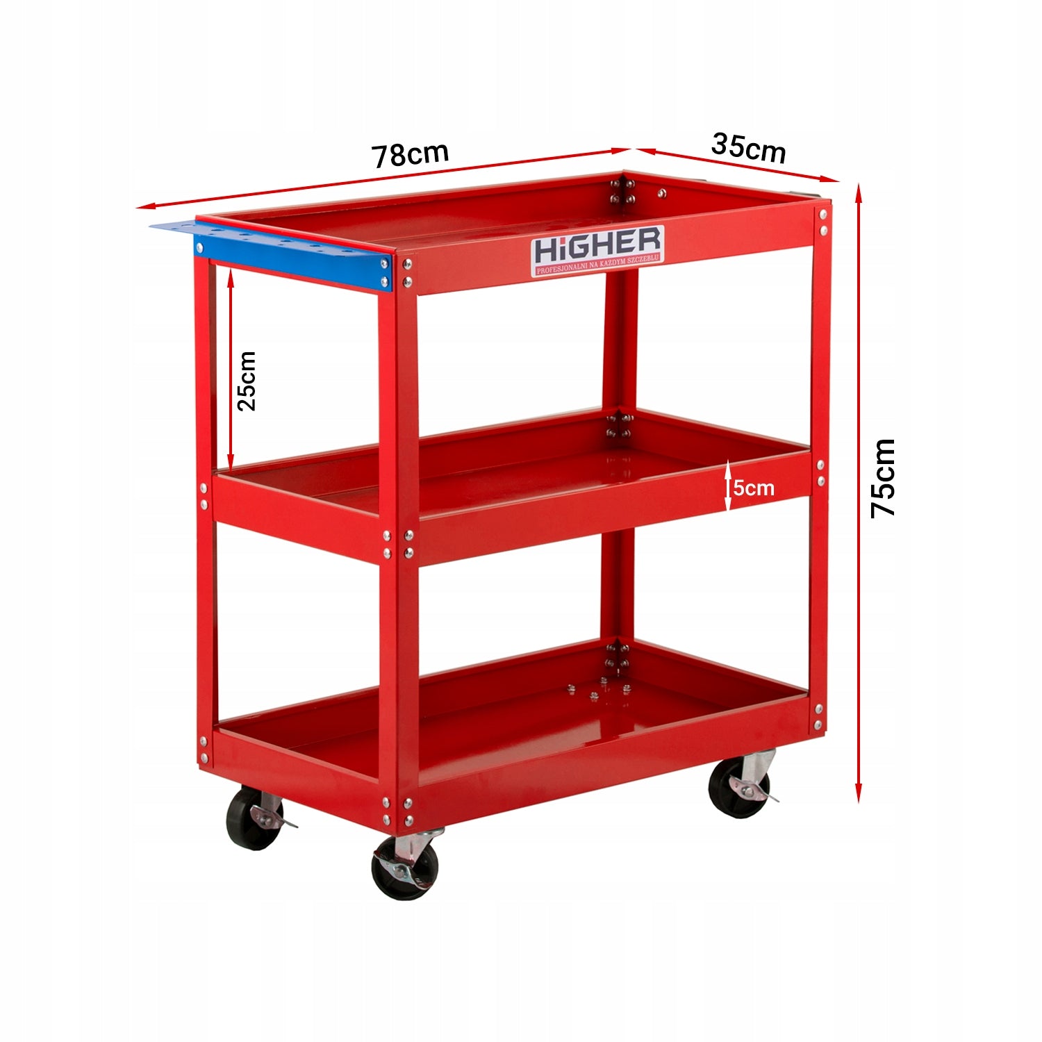Workshop tool trolley shelf HIGHER 175kg Number of drawers 3