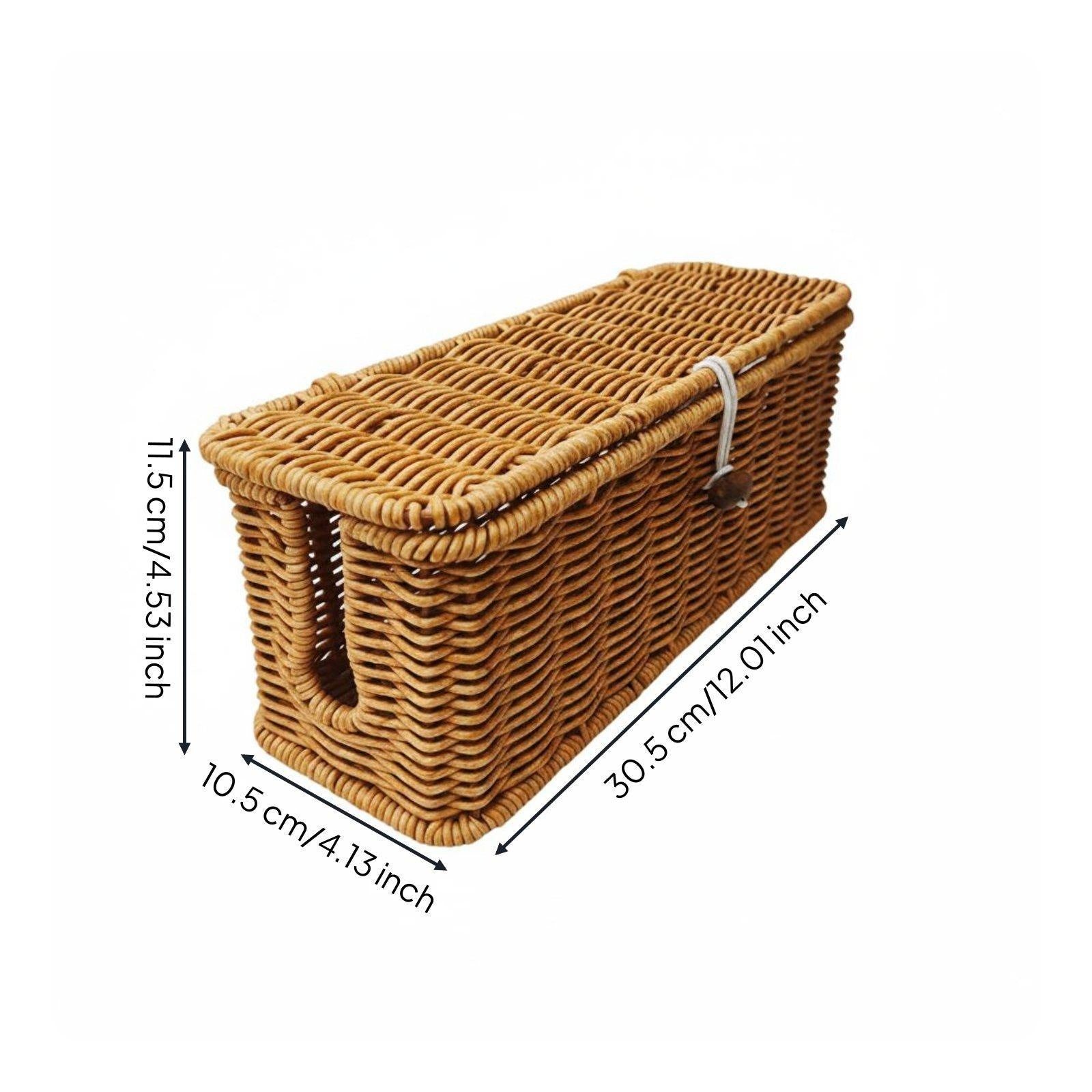Woven Power Strip Hider Box Tidy and Organized Faux Rattan S Waterdrop Hole Packaging status original