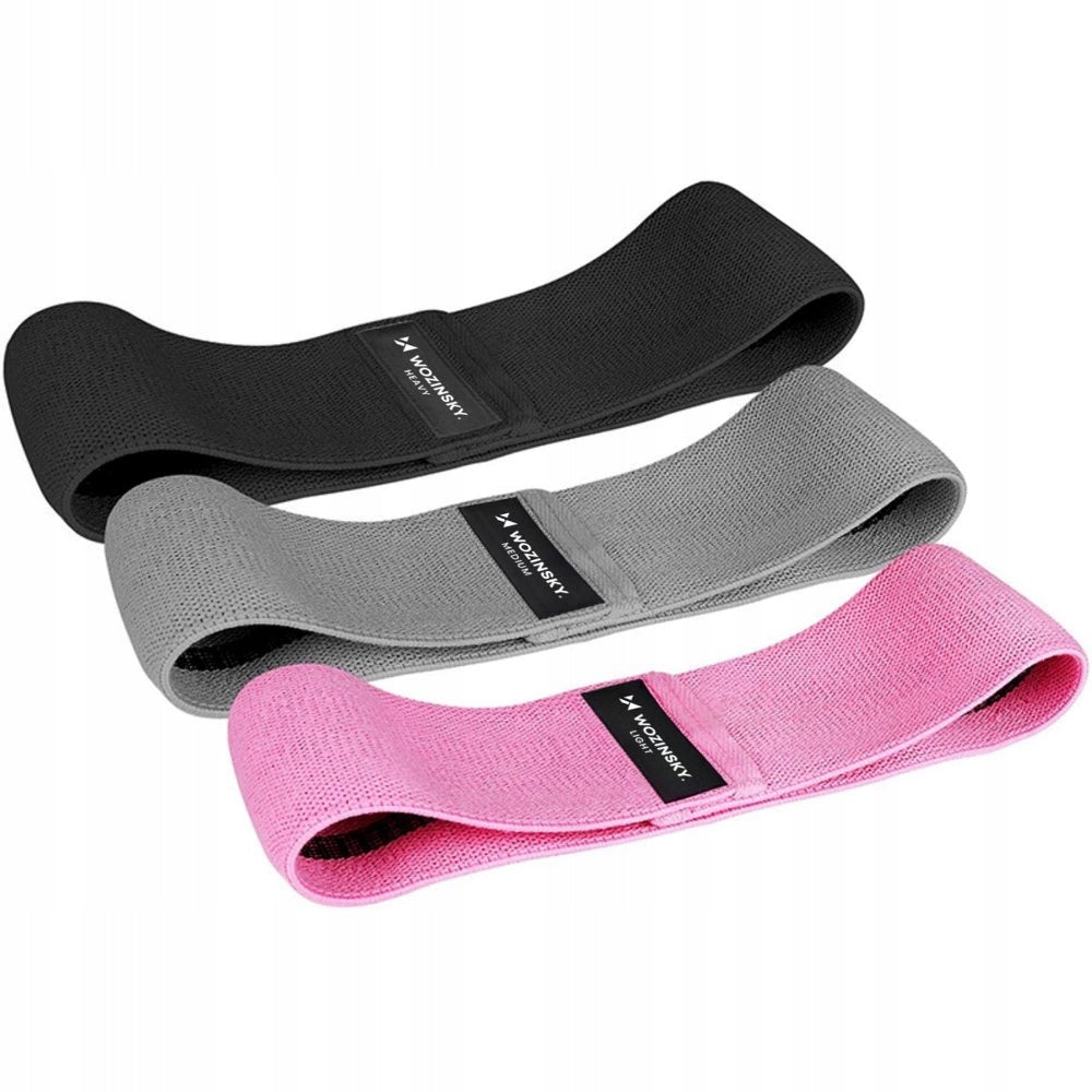 Wozinsky set of 3x material resistance exercise bands mini band yoga fit
