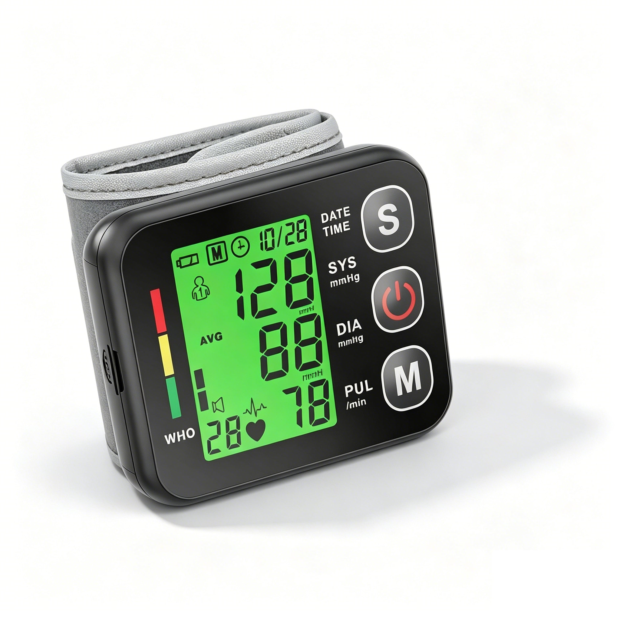 Wrist Blood Pressure Monitor for Senior Voice LCD 2x99 Memory Medical device no