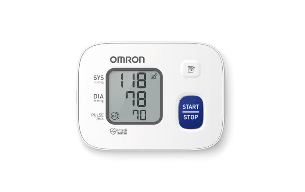 Wrist blood pressure monitor OMRON RS2 White Batteries included no