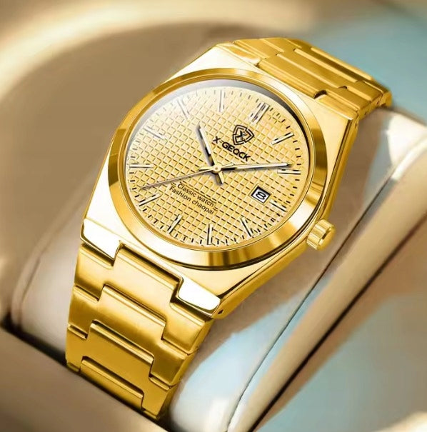 X-GEQCK MEN'S WATCH Gold LUXURY STEEL BRACELET for Gift Dial color gold