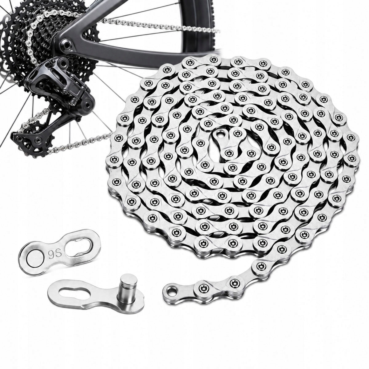 X9 BICYCLE CHAIN 9 ROW 116 LINKS CLIP BOX