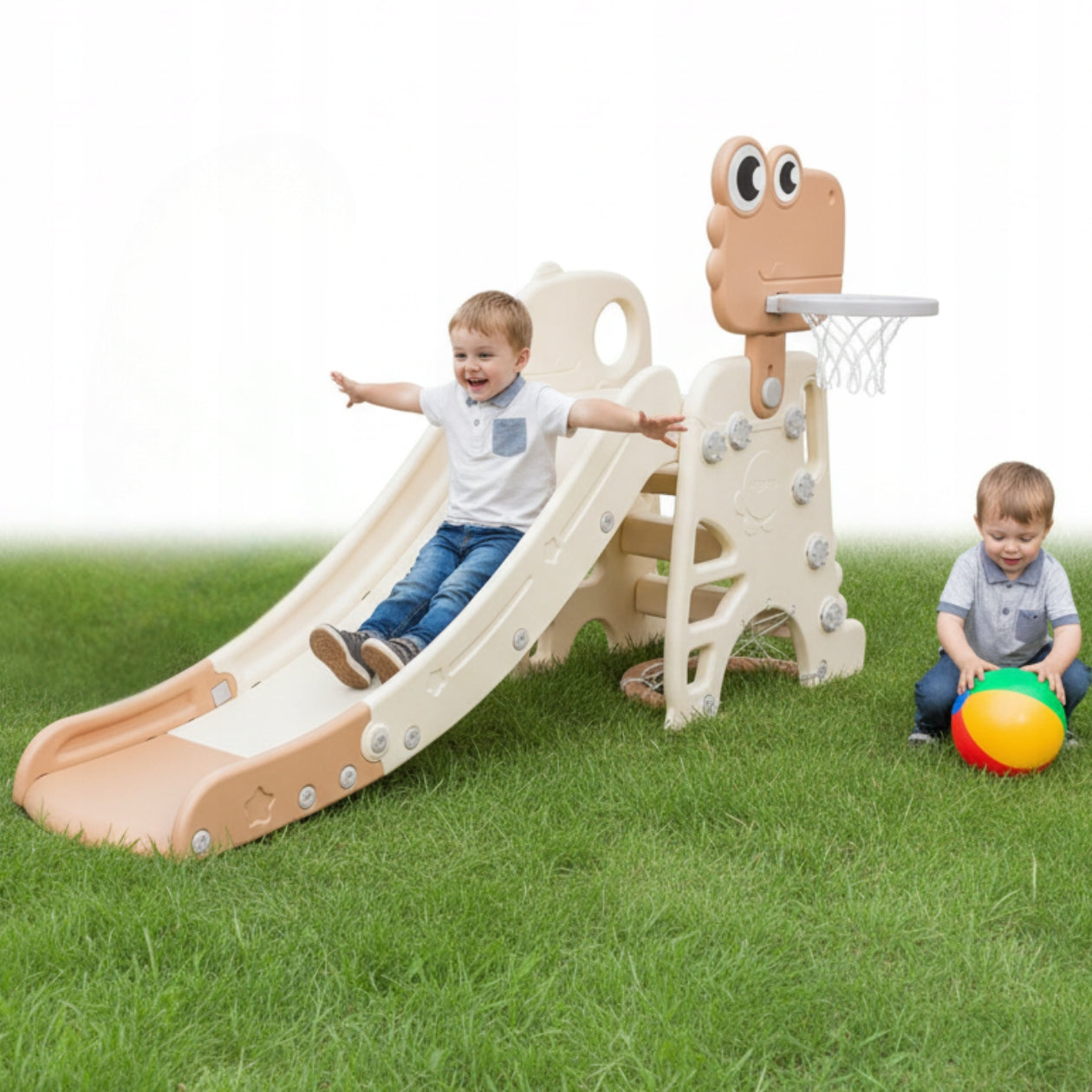 XL KIDS GARDEN SLIDE + BASKETBALL AND BALL GOAL FOOTBALL