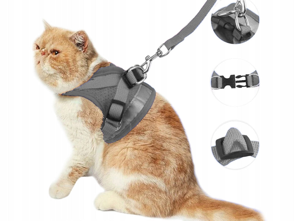 XS Pressure-Free Harness for Rabbit Cat Dog Soft Reflective Leash Size XS