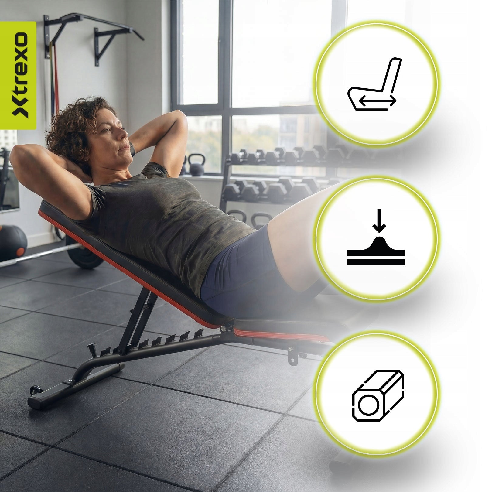 XTREXO Exercise Training Bench ADJUSTABLE MULTIFUNCTIONAL FOAM ROLLERS Model Ławka treningowa