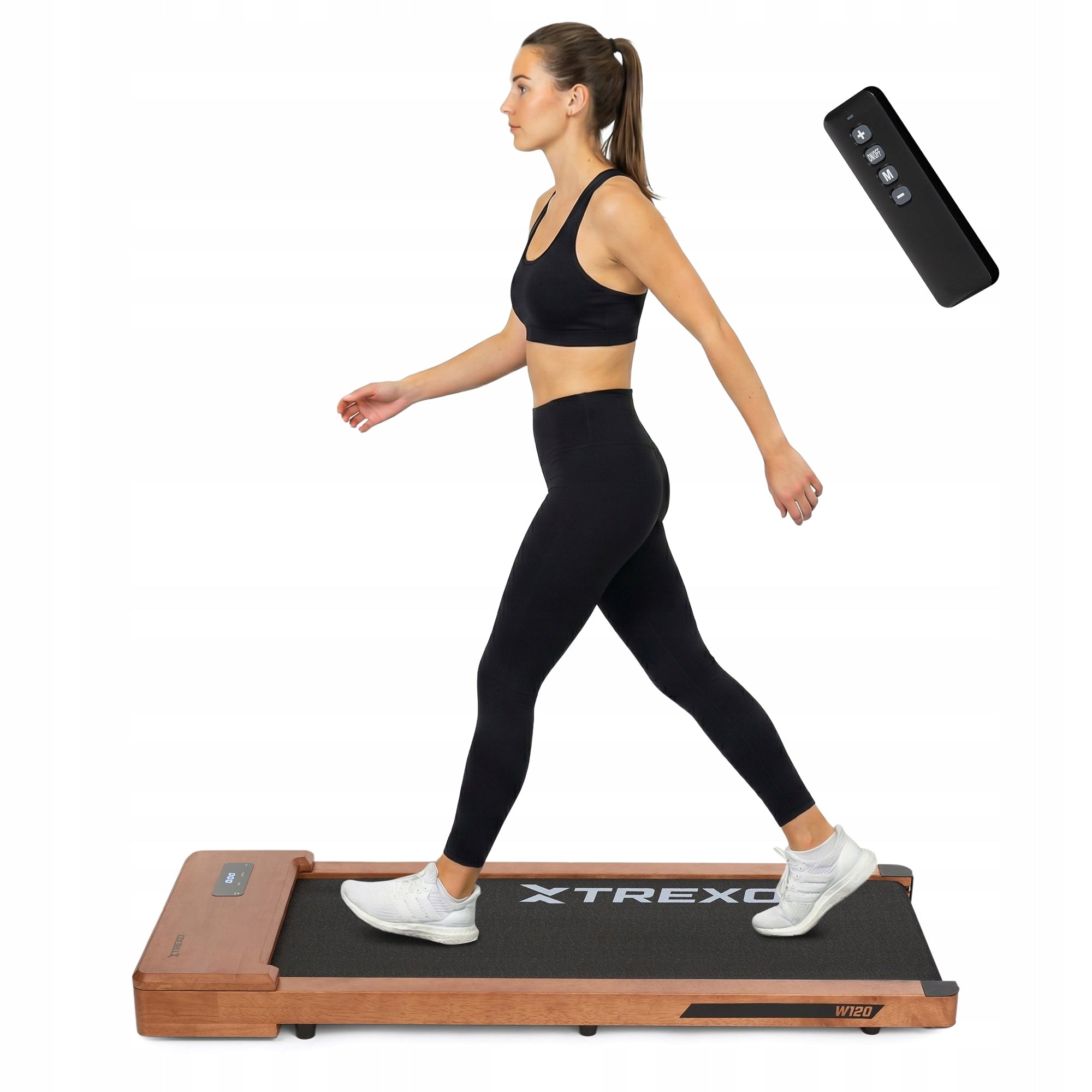 XTREXO Walking Pad W100+ wooden treadmill WITH REMOTE CONTROL 12 PROGRAMS 1-6 KM/H