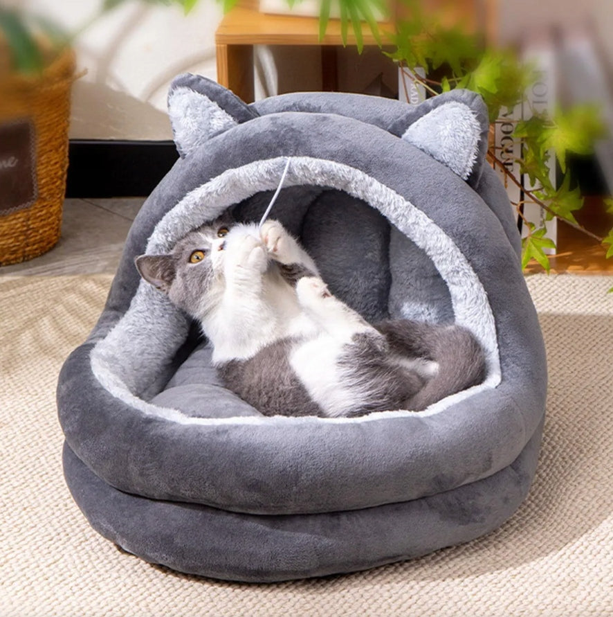 XXL CAT PLAYPEN BED large cottage with pillow warm soft kennel 40x50 Length 50 cm