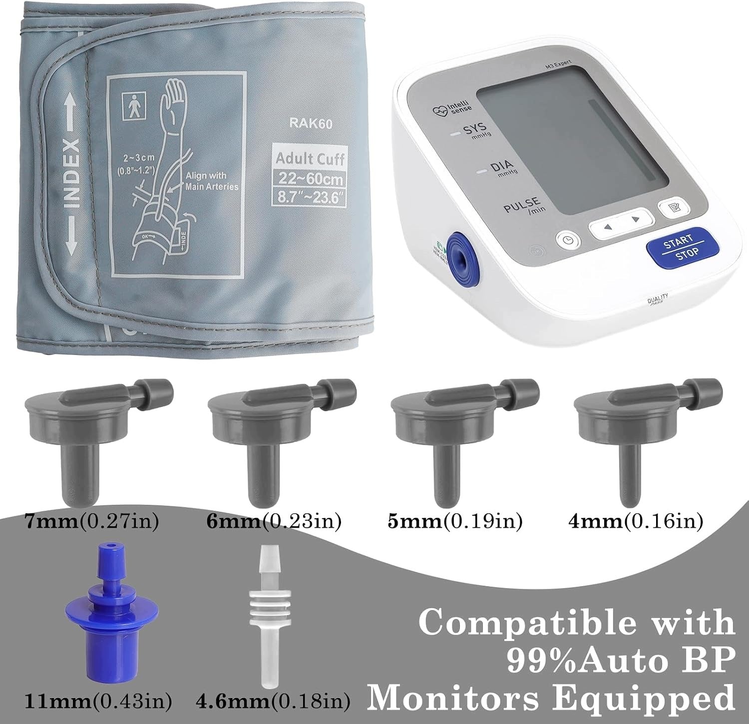 XXL CUFF FOR BLOOD PRESSURE MONITOR 22-60 CM SPARE 6 ADAPTERS Medical device no