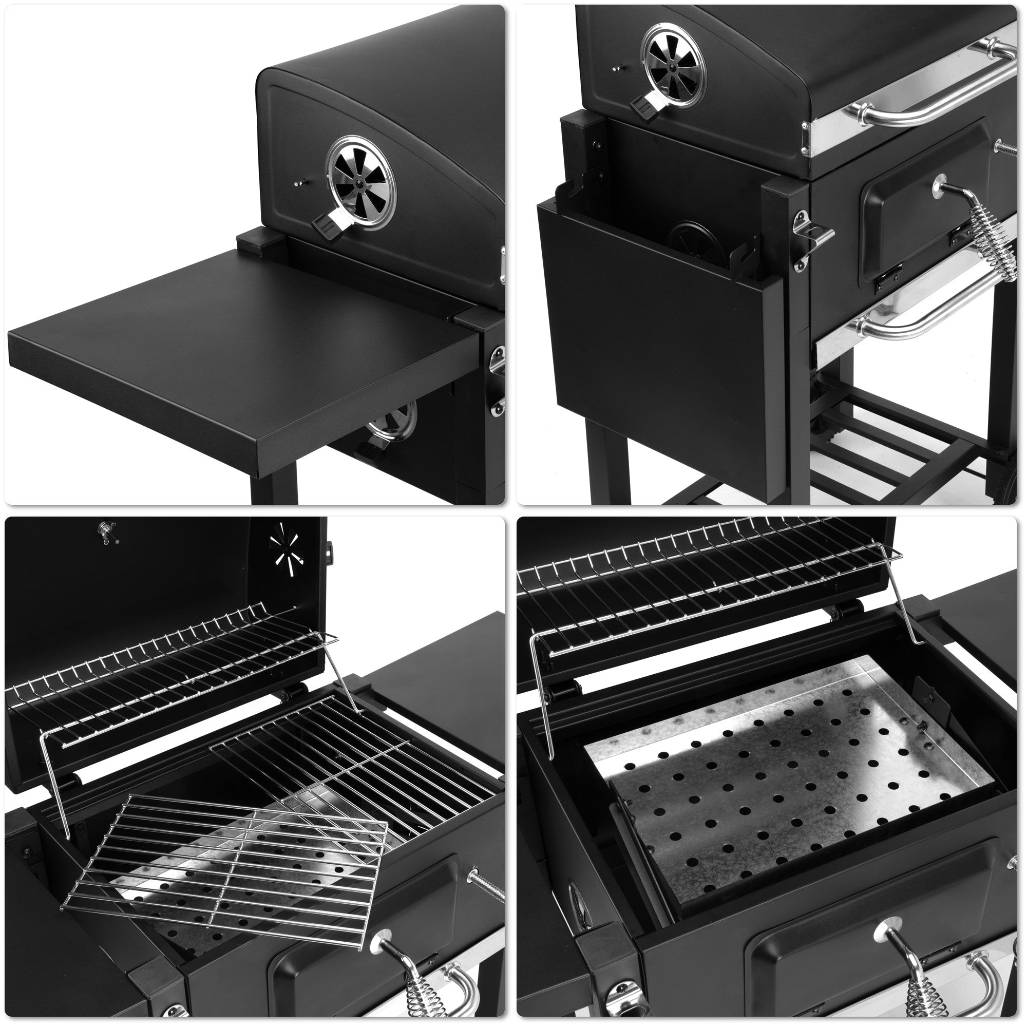 XXL Charcoal Grill with Lid and Garden Wheels Large Mobile Stable Grill depth 36 cm