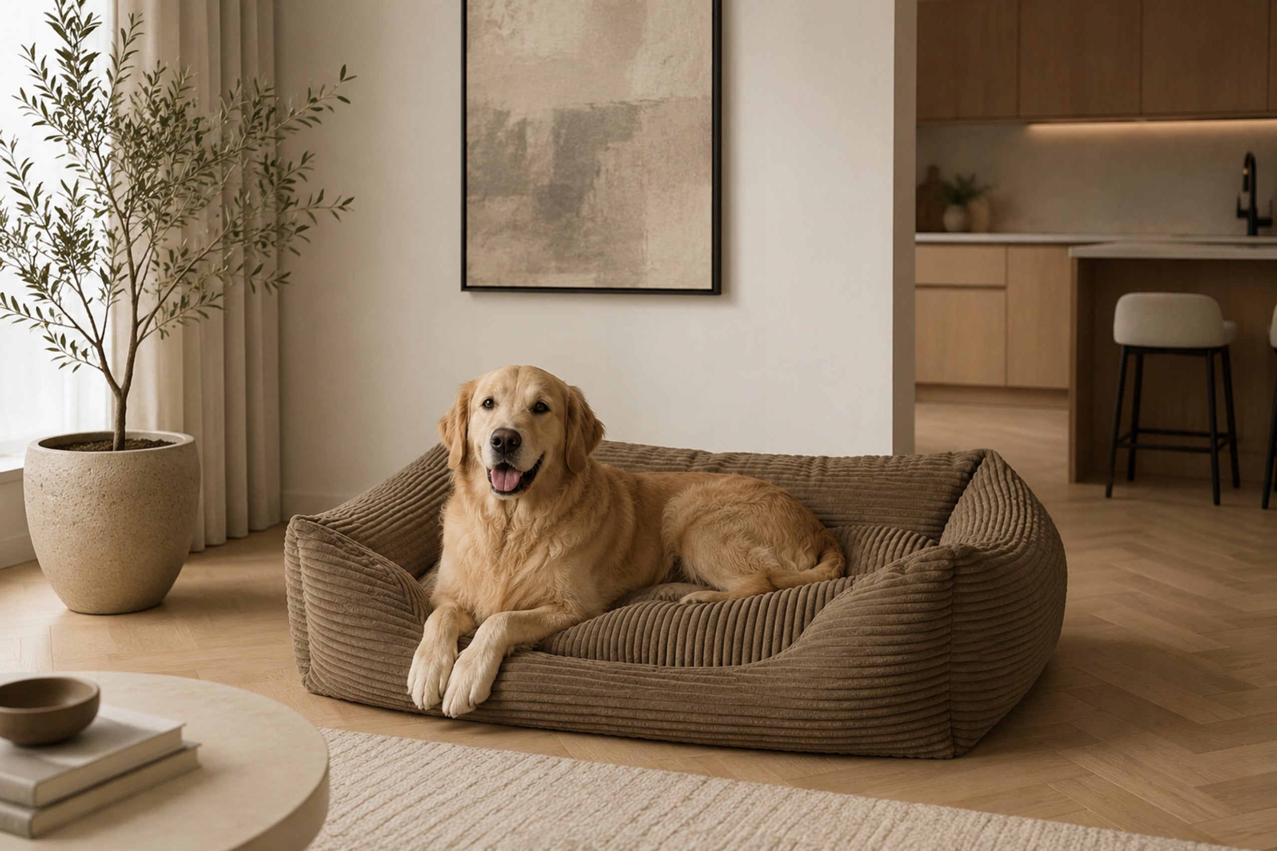 XXL Large Dog Bed For Labrador Comfortable Bedding Corduroy 100x80 Color brown