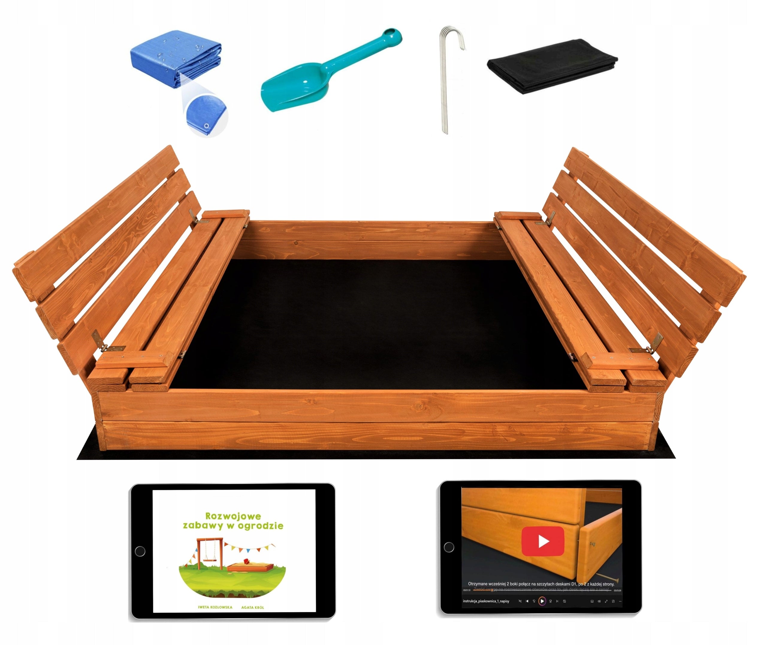 XXL Large Sandbox Impregnated Wooden Lockable 150 cm SAFE