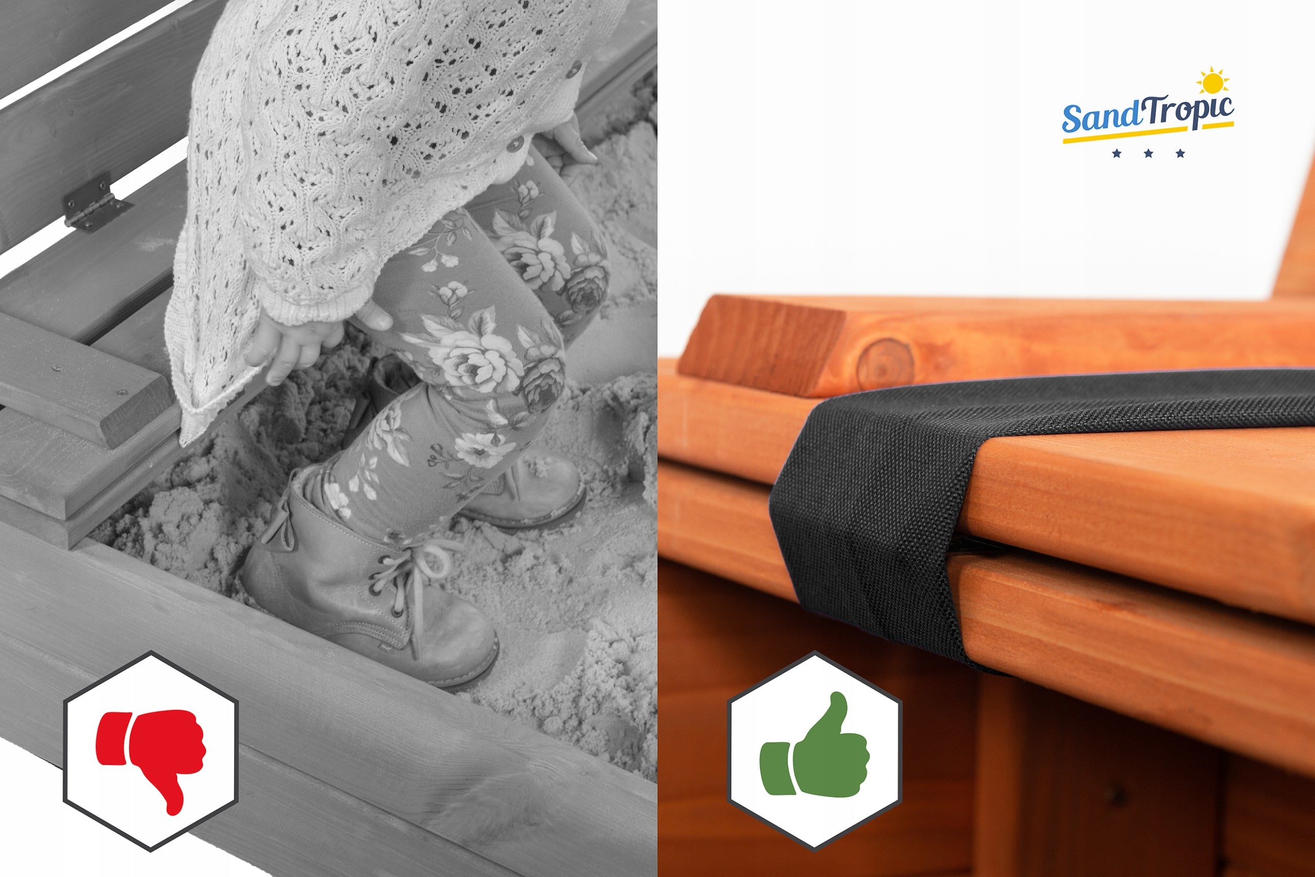 XXL Large Sandbox with Canopy Impregnated Wooden 150 Mounting Holes Packaging status original