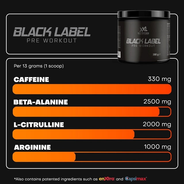 XXL Nutrition Black Label - Pre Workout Orange Fruit PUMP Expiration date at least 3 months from the date of purchase