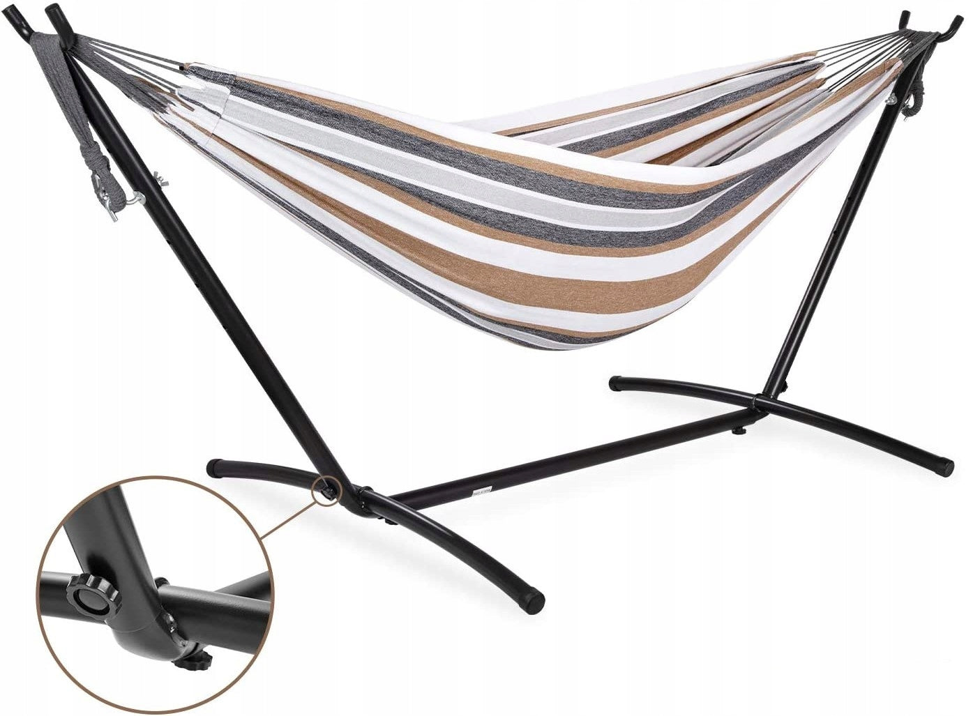 XXL PREMIUM GARDEN HAMMOCK + STRONG STEEL FRAME Total length 260 cm
